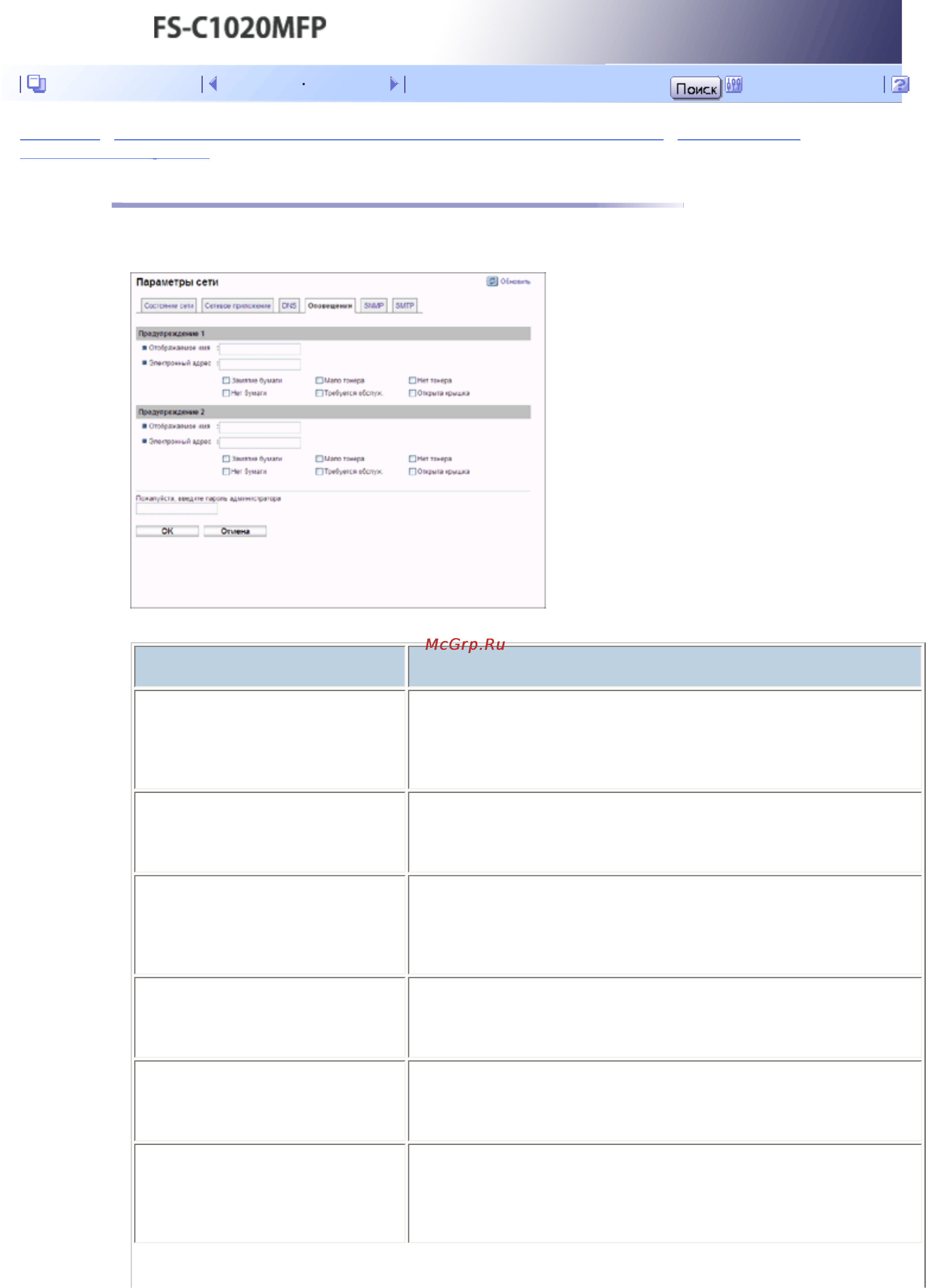 Kyocera FS-C1020MFP [432/547] Настройка оповещений