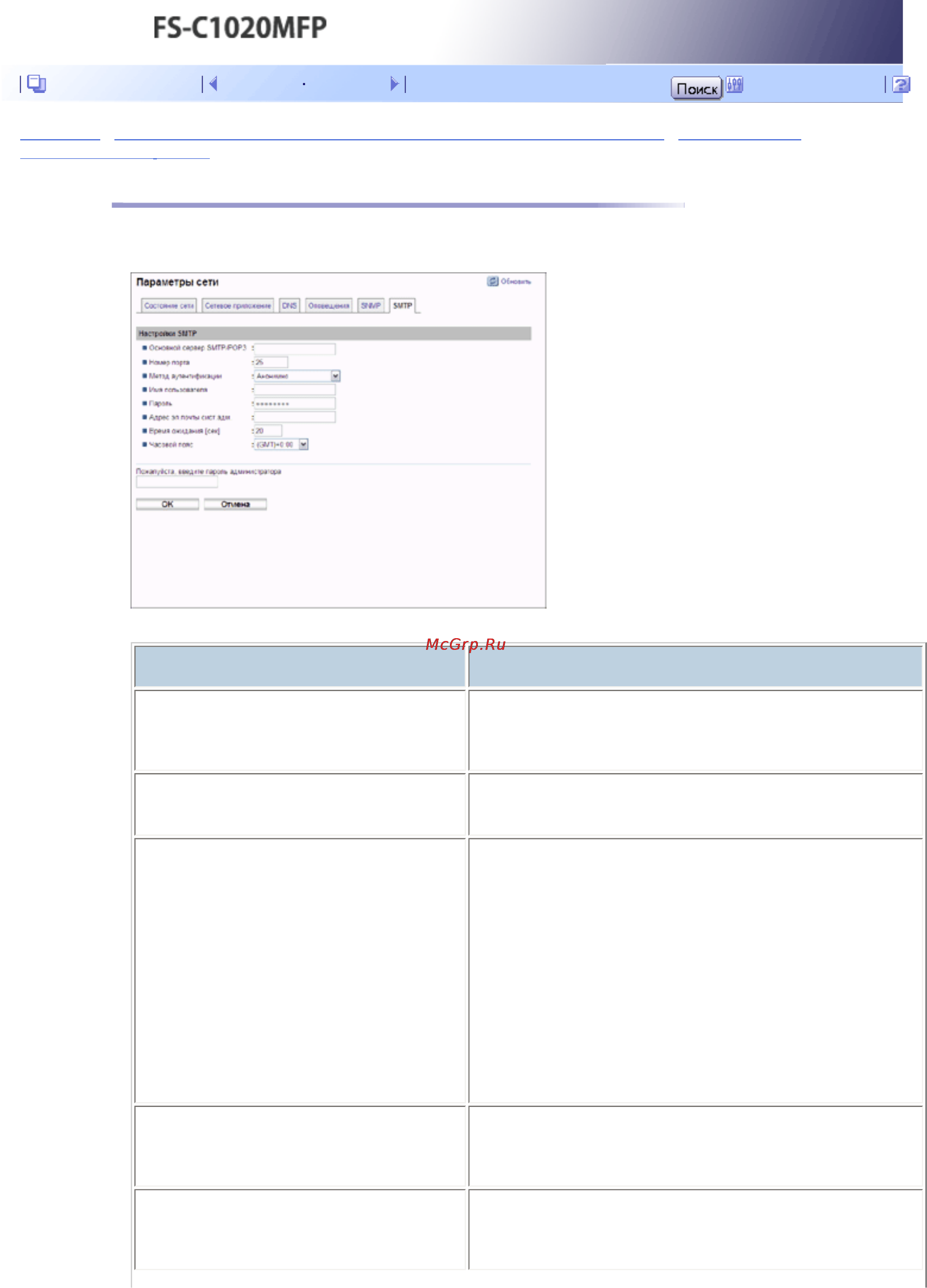 Kyocera FS-C1020MFP [436/547] Настройка параметров smtp