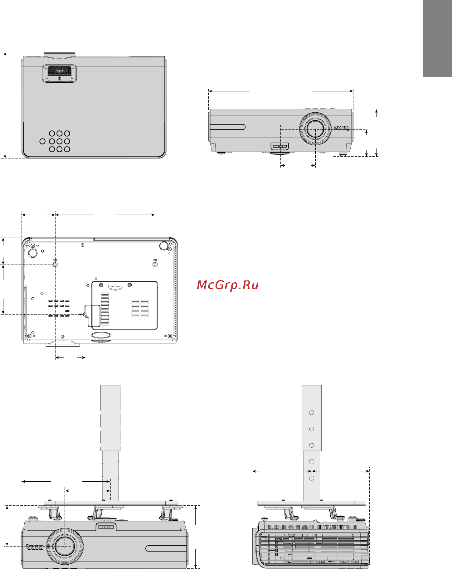 Benq W600+ [61/69] Габаритные размеры