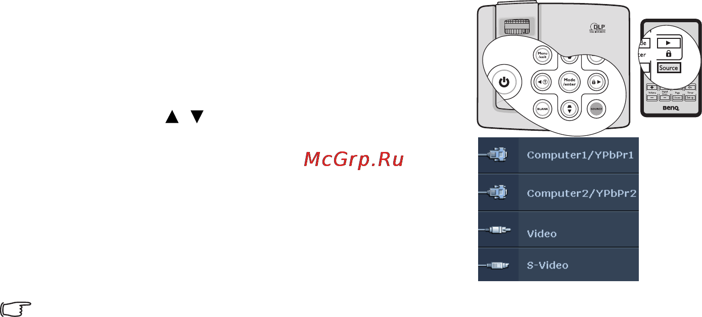 Benq MP515 [30/68] Выбор входного сигнала