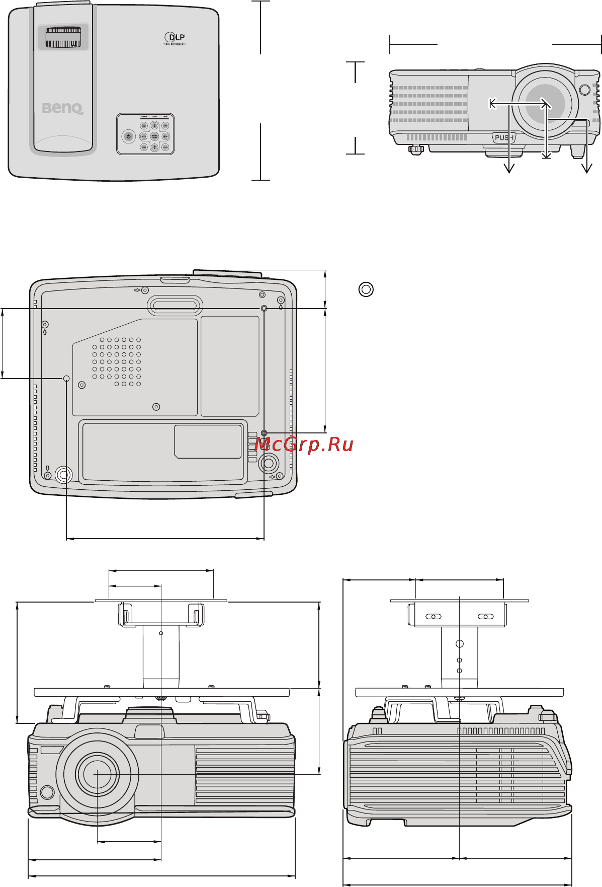 Benq MP515 [63/68] Габаритные размеры