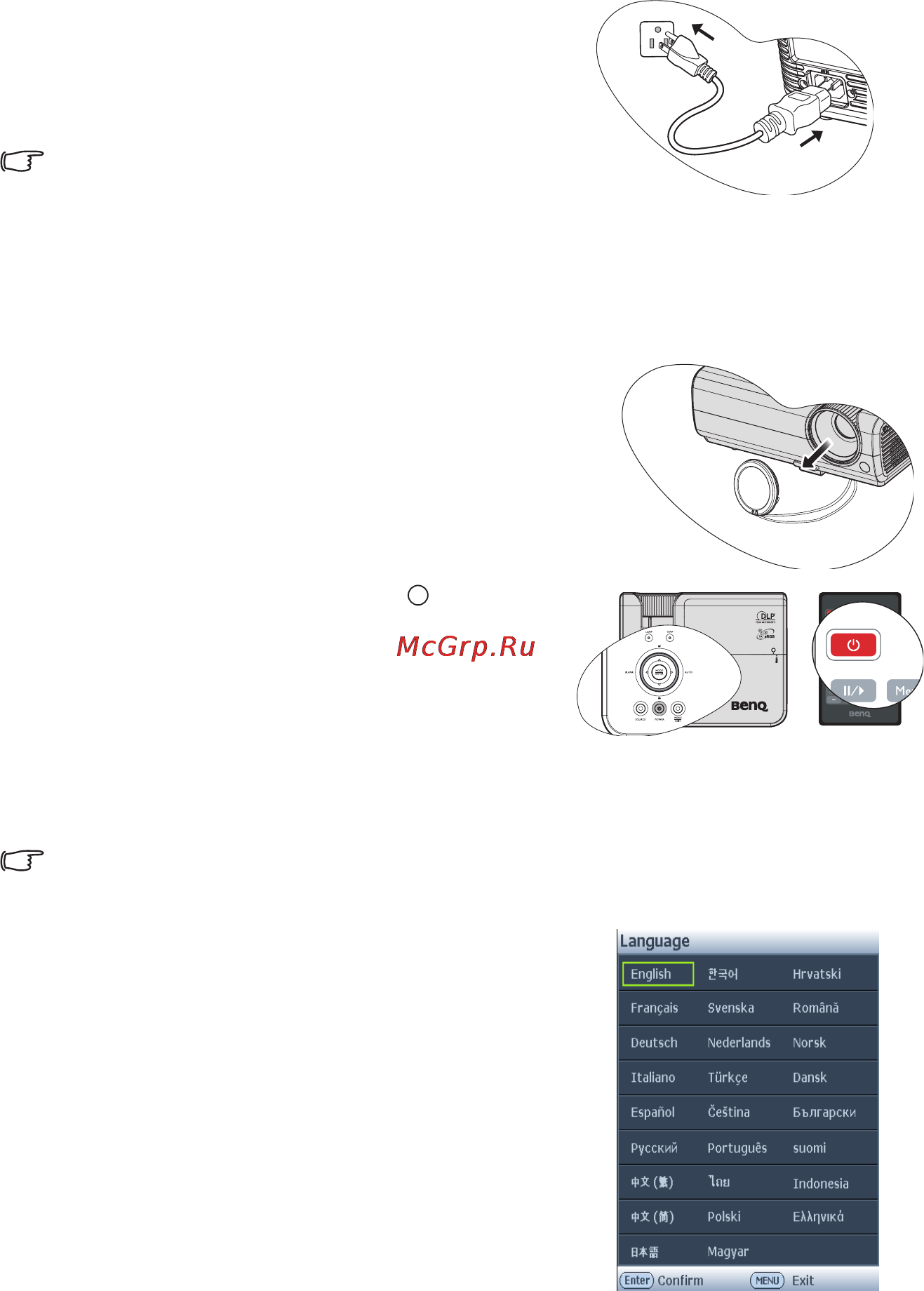 Benq MX511 [24/70] Включение проектора