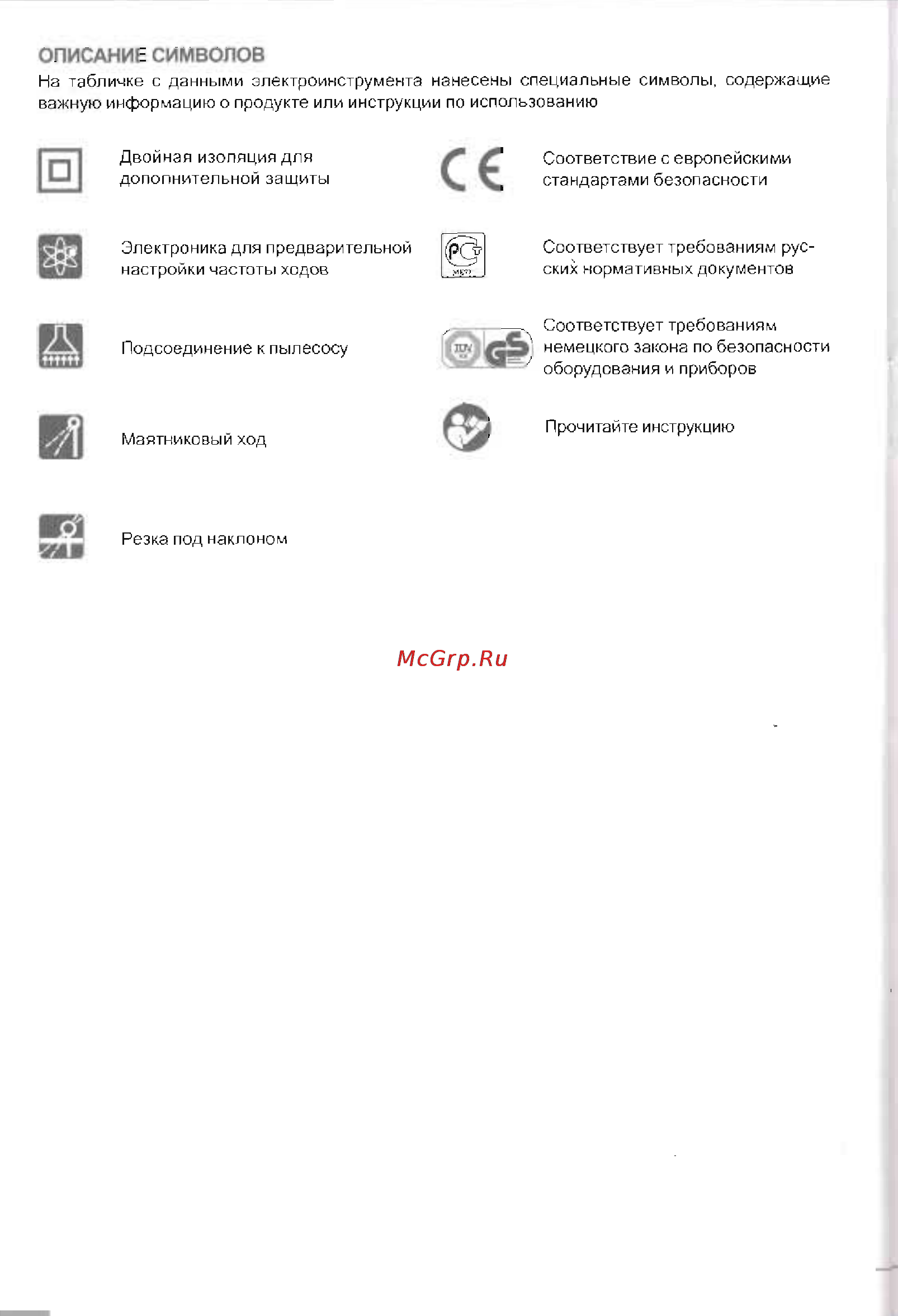 Sparky TH 65E (В СУМКЕ) [4/14] Описание символов