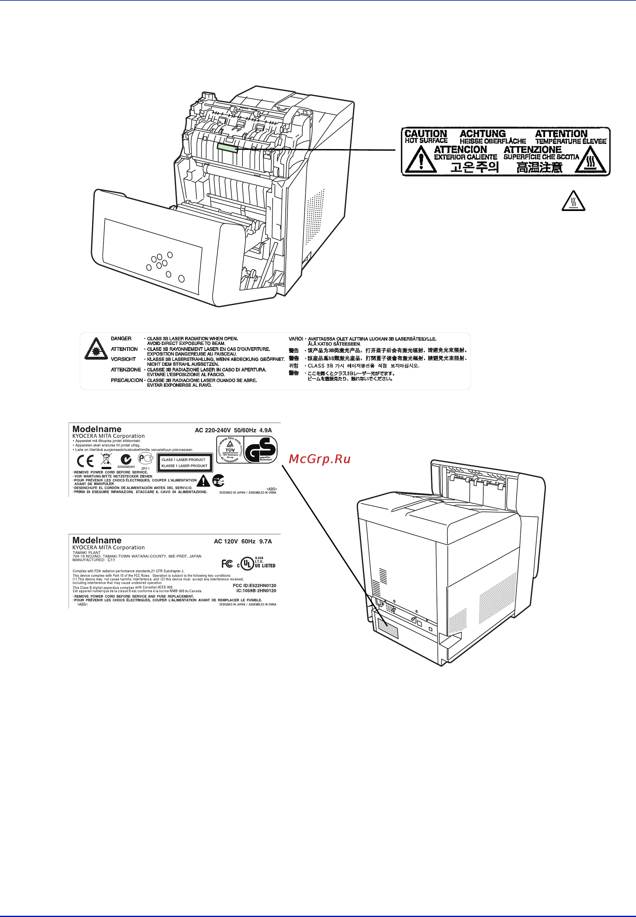 Kyocera FS-C5400DN [13/83] Этикетки с предостережениями