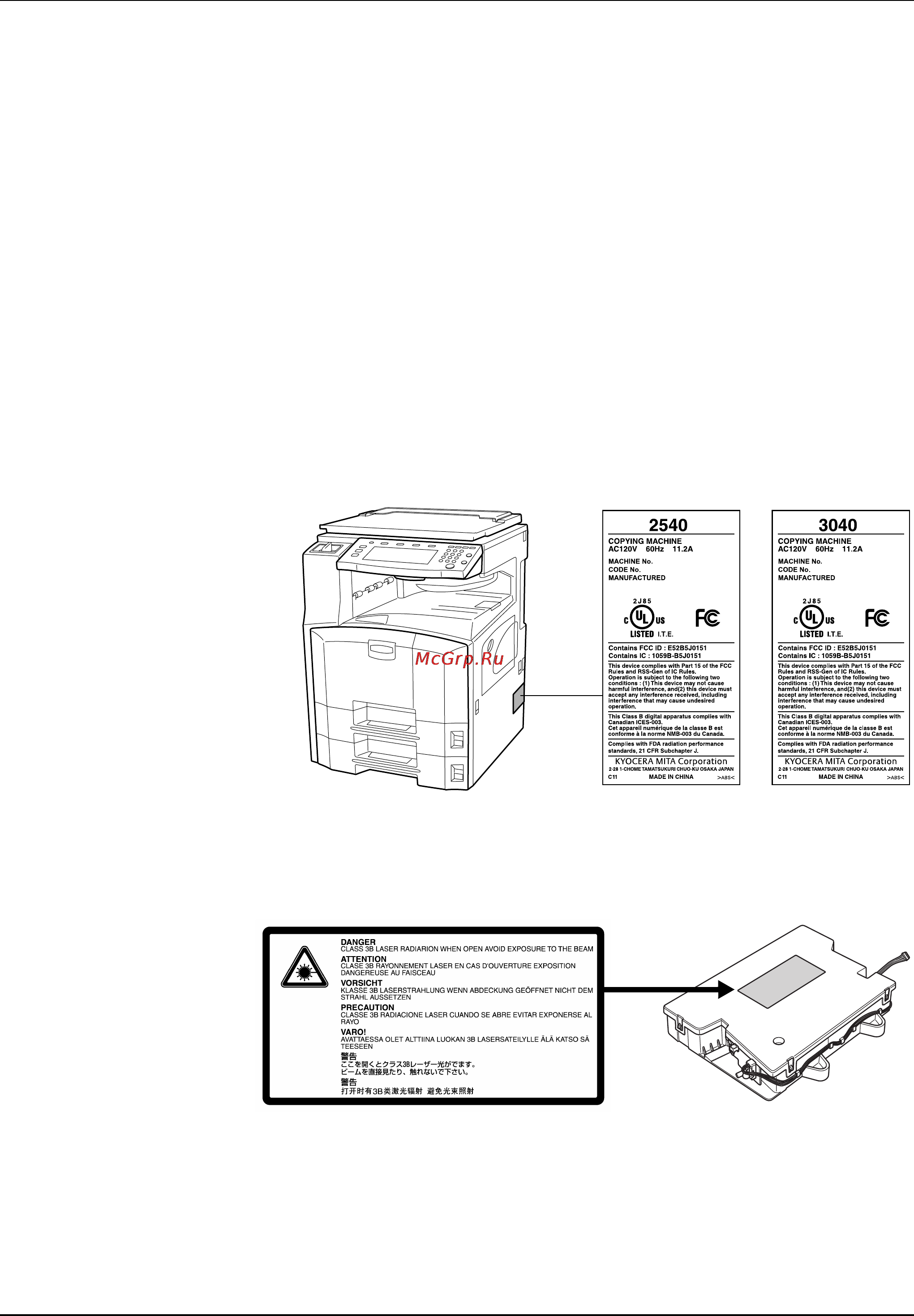 Kyocera KM-2540 [16/127] Safety of laser beam usa