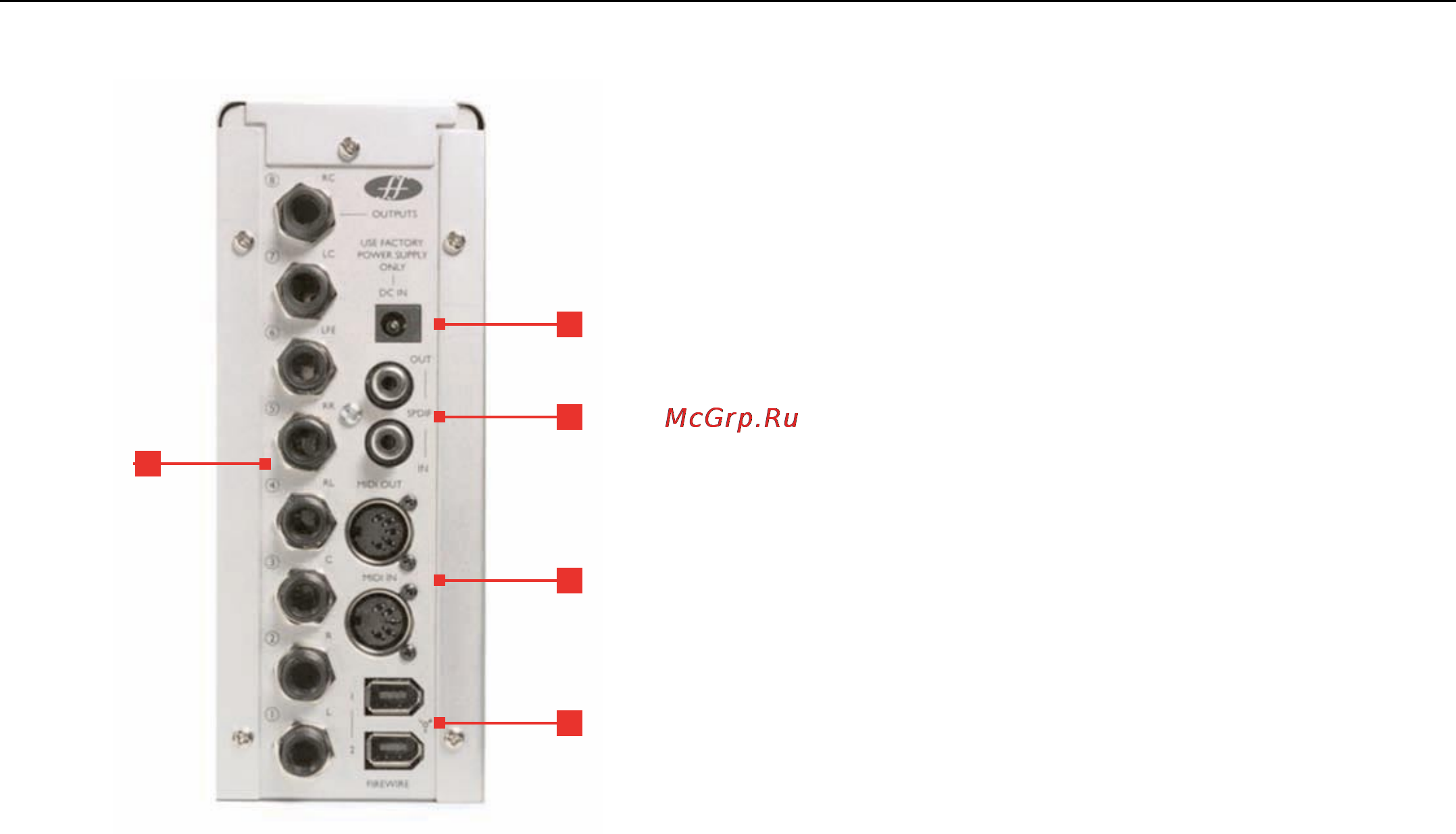 Focusrite SAFFIRE PRO 24 i/o Firewire [5/22] Rear panel connections