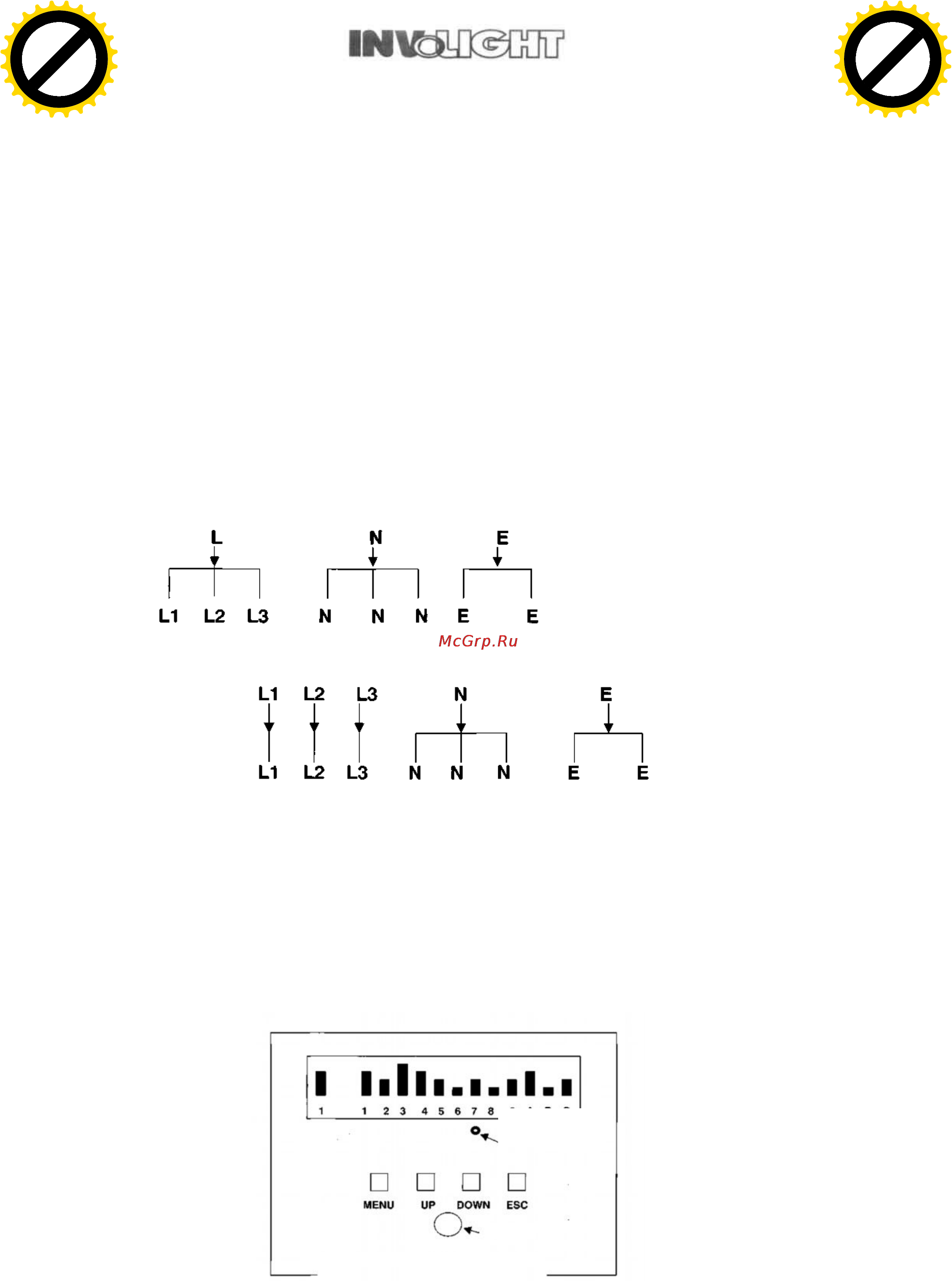 Involight DP12 [2/9] После включения прибора в сеть автоматически включается система проверки управляющего сигнала смотри схему на передней панели в стартовом меню первая строка показывает текущую вел...