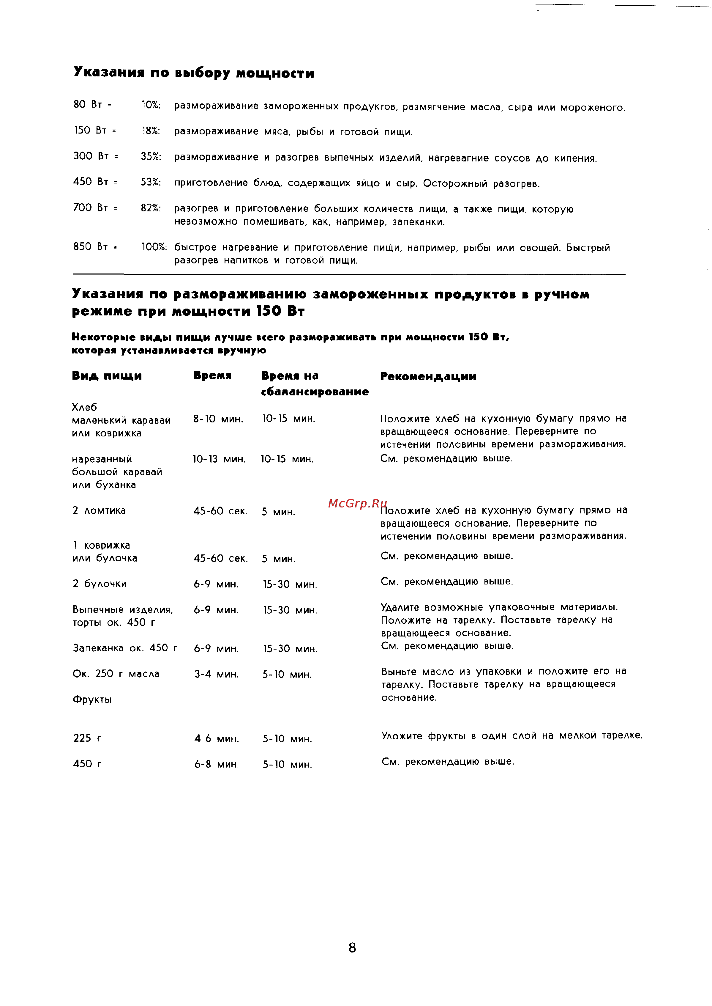 Electrolux EME2396 [8/12] Указания по выбору мощности