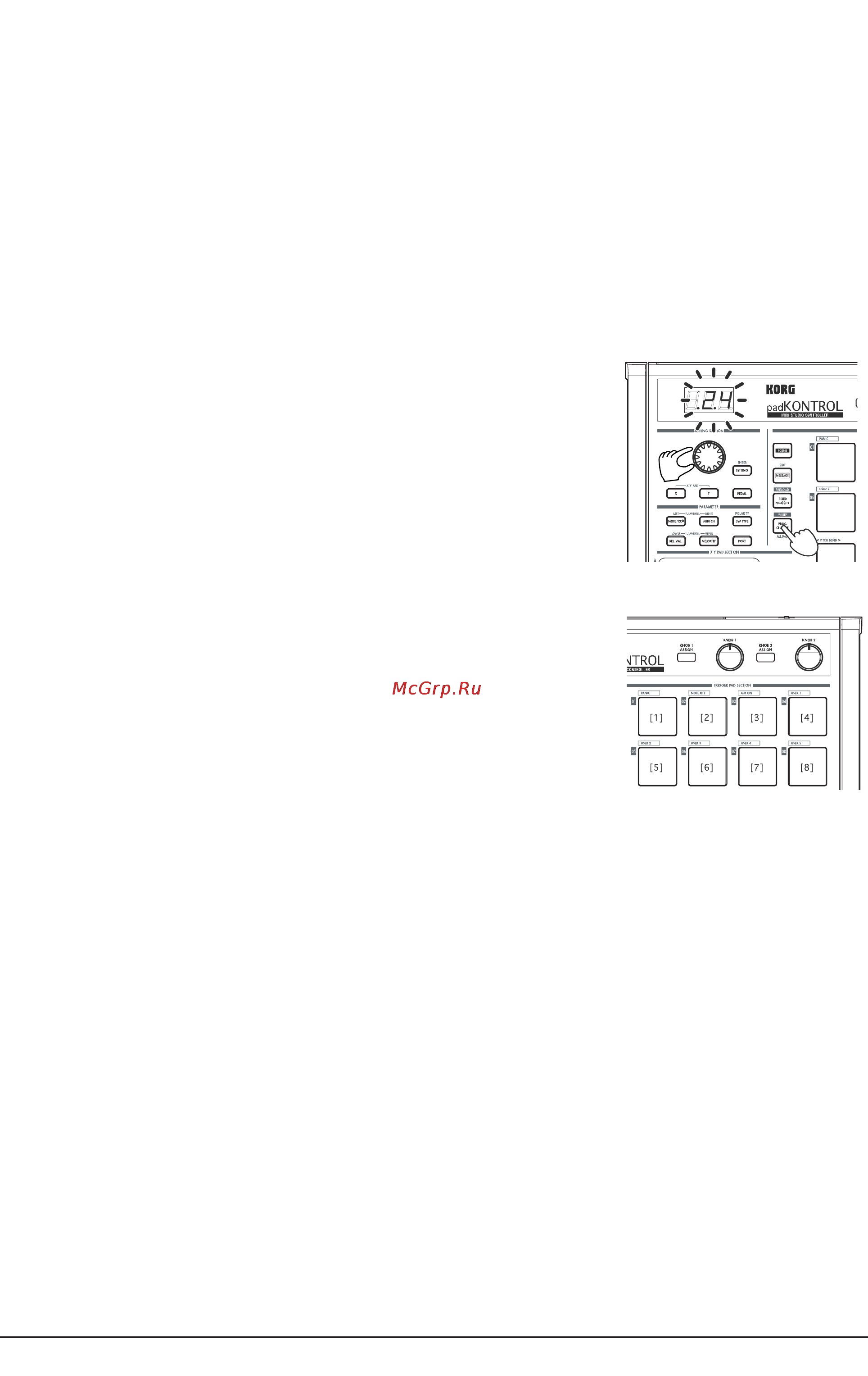 Korg PADKONTROL KPC1 [16/35] Передача midi сообщений