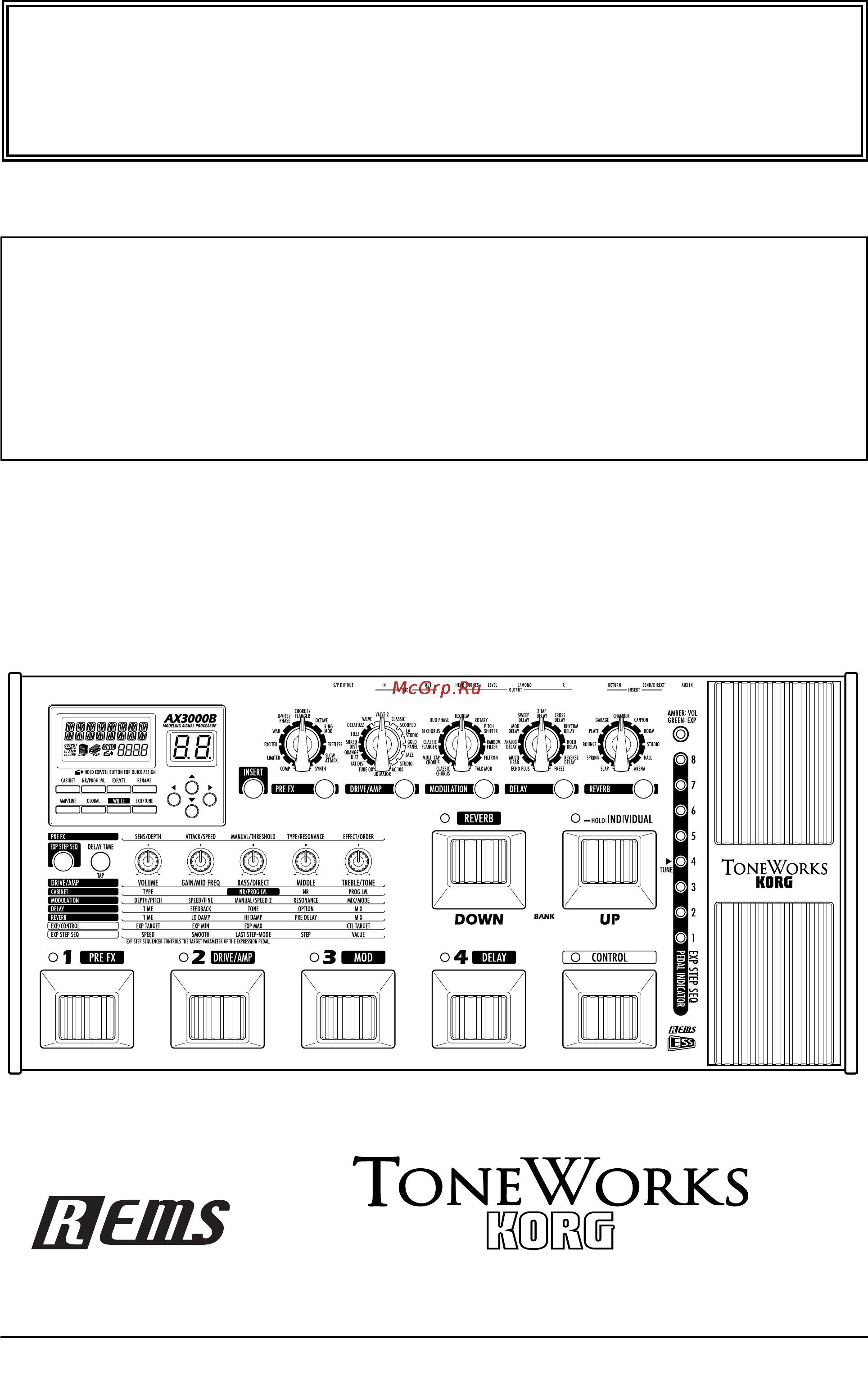 Korg AX3000B Инструкция по эксплуатации онлайн