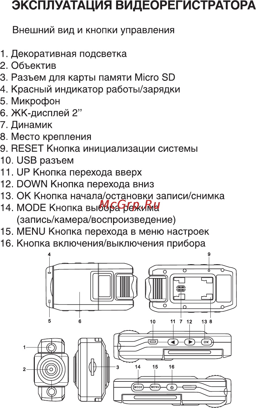 Digma DVR-104 [8/20] Эксплуатация видеорегистратора