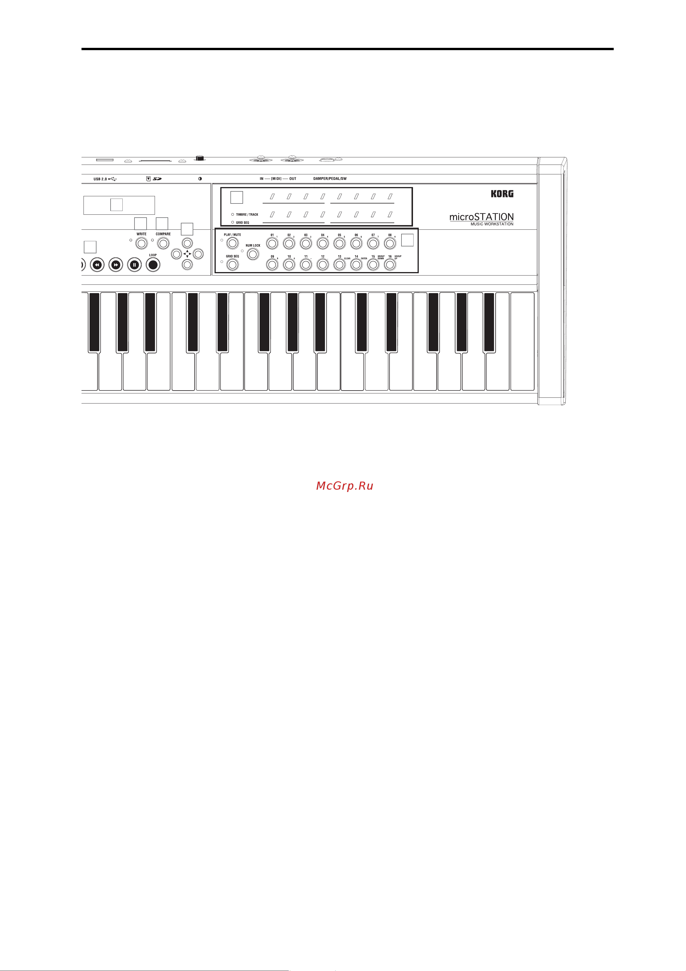 Korg MICROSTATION [7/80] Передняя и задняя панели передняя панель