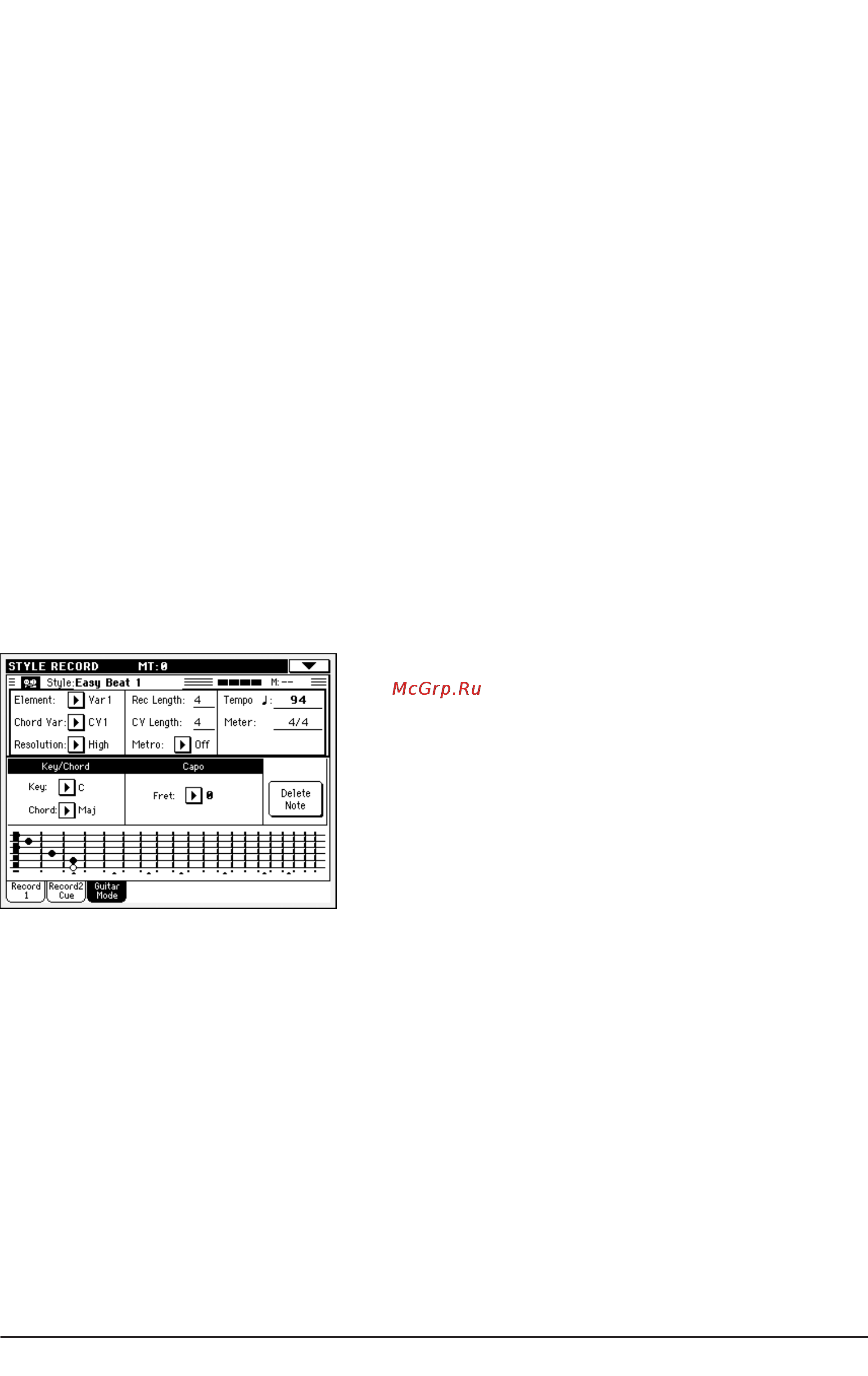 Korg PA500 [115/355] Главная страница guitar mode