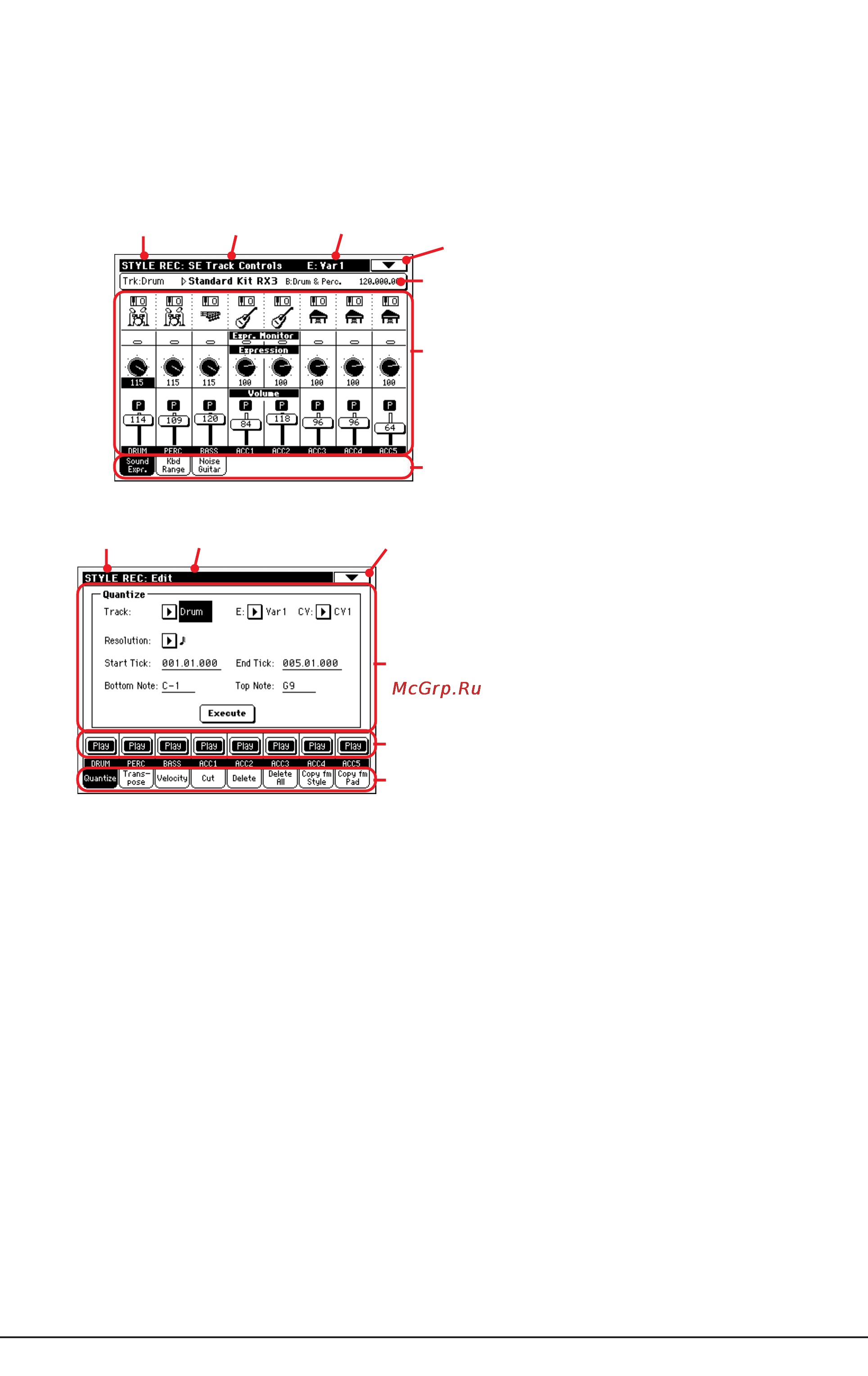 Korg PA500 [122/355] Структура страницы редактирования