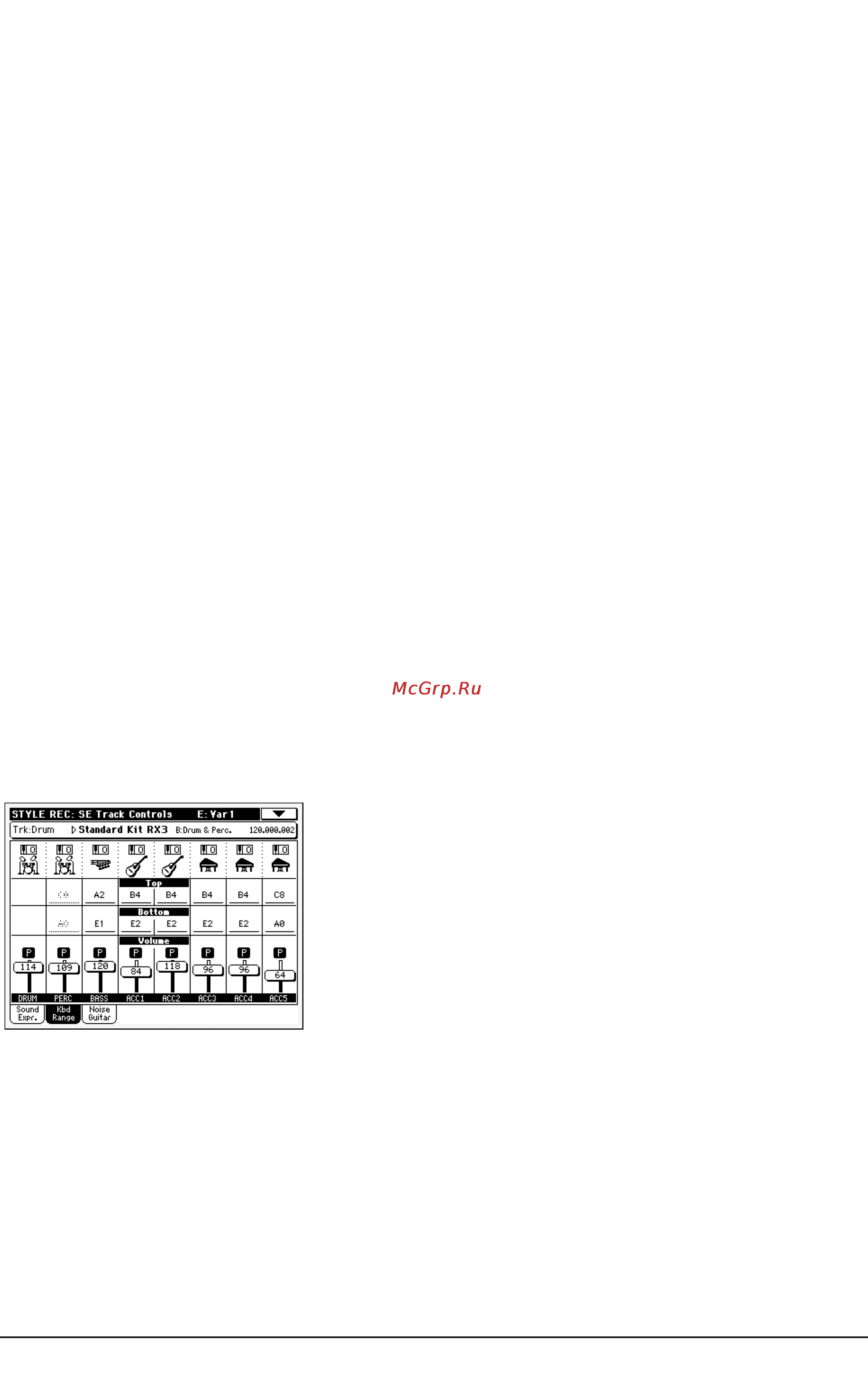 Korg PA500 [136/355] Style element track controls keyboard range