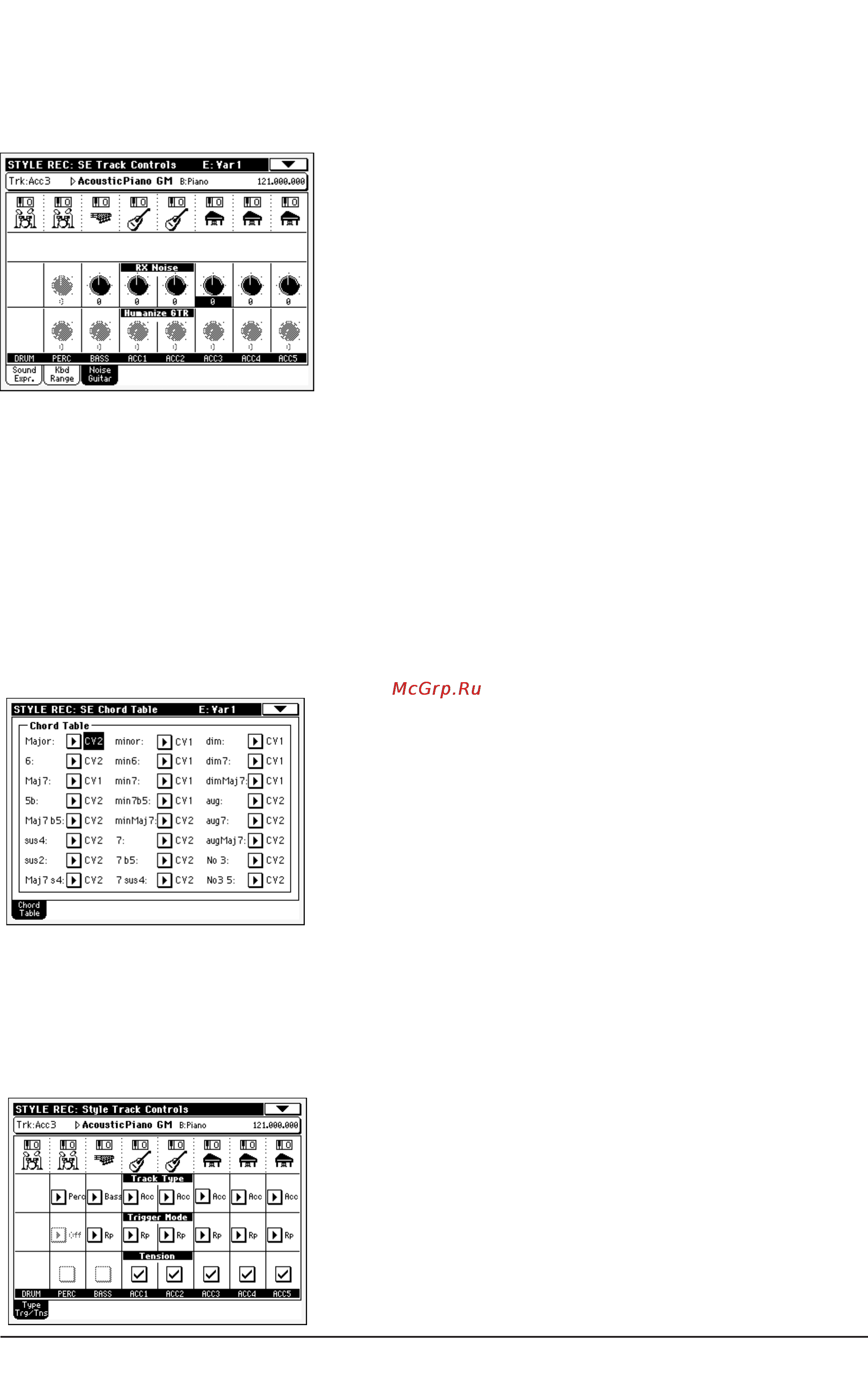 Korg PA500 [137/355] Style element chord table chord table