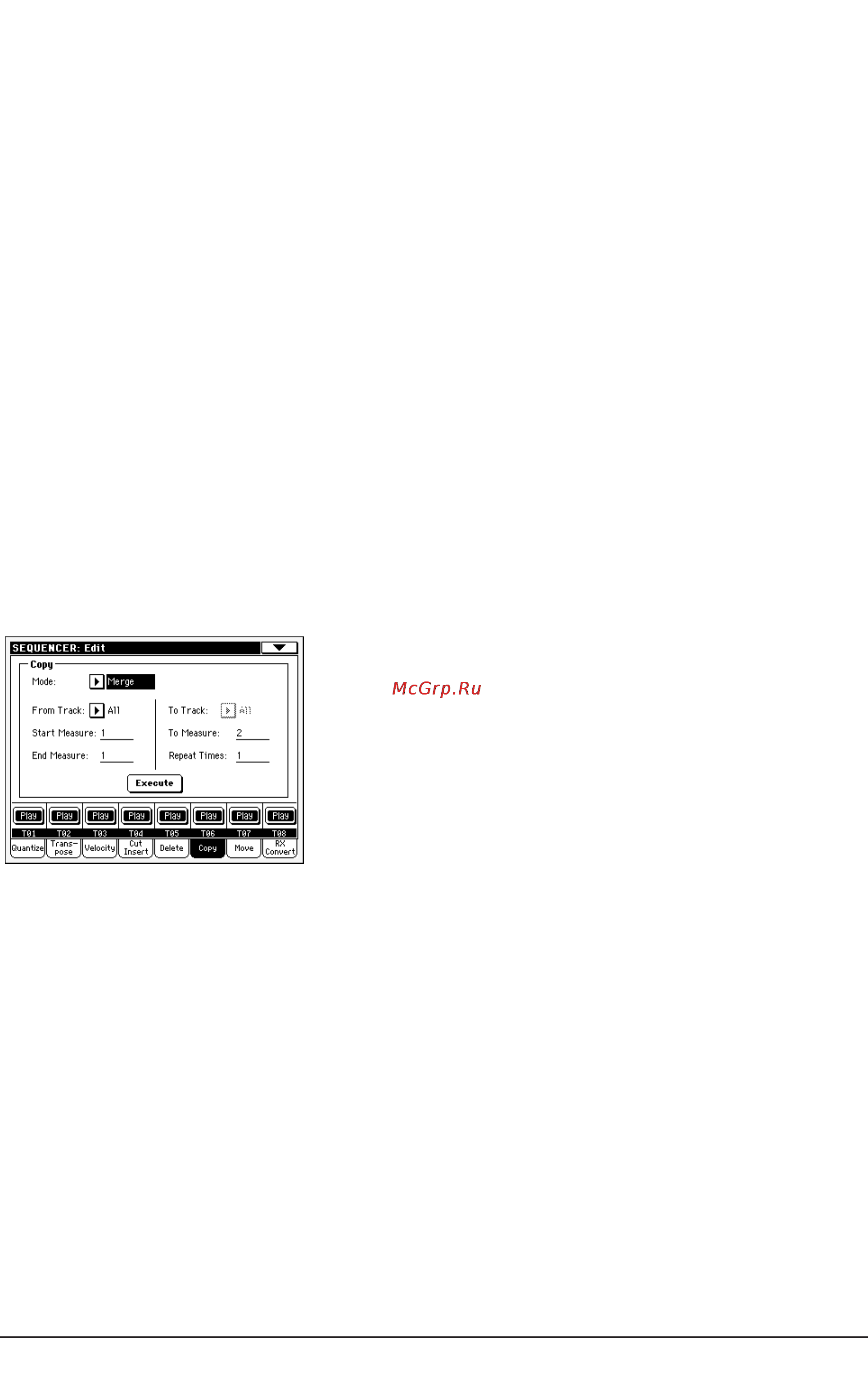 Korg PA500 [238/355] Song edit copy