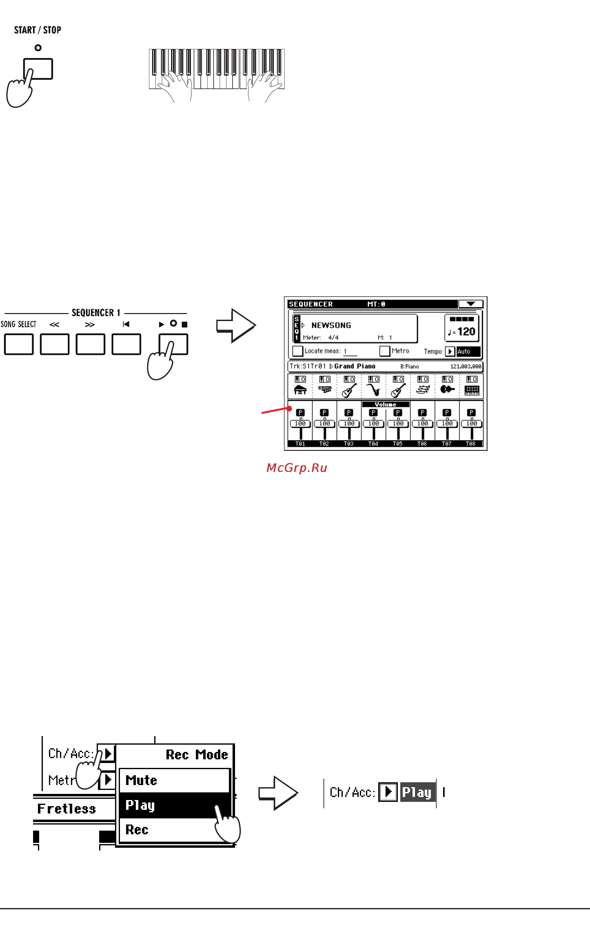 Korg PA500 [62/355] Повторная запись в режиме наложения