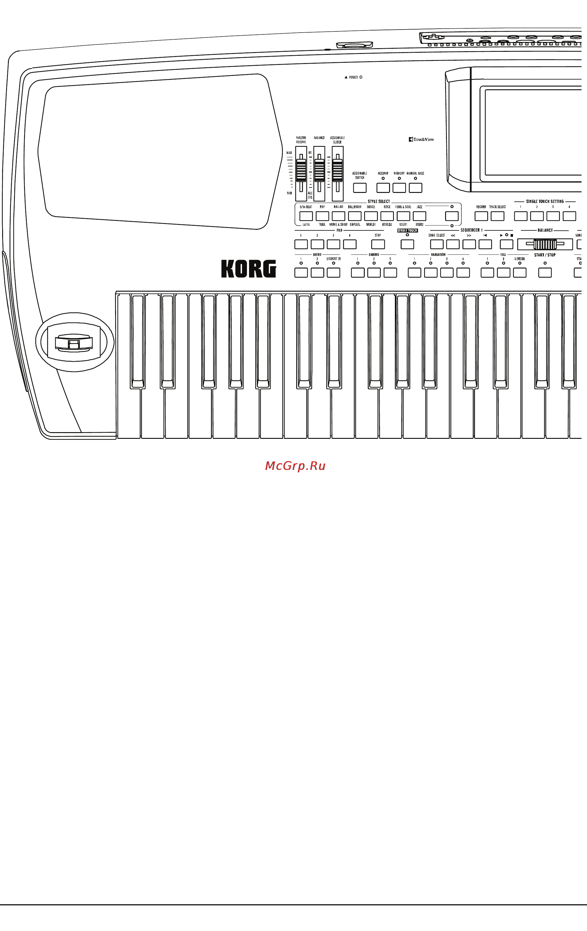 Korg PA500 [8/355] Лицевая панель