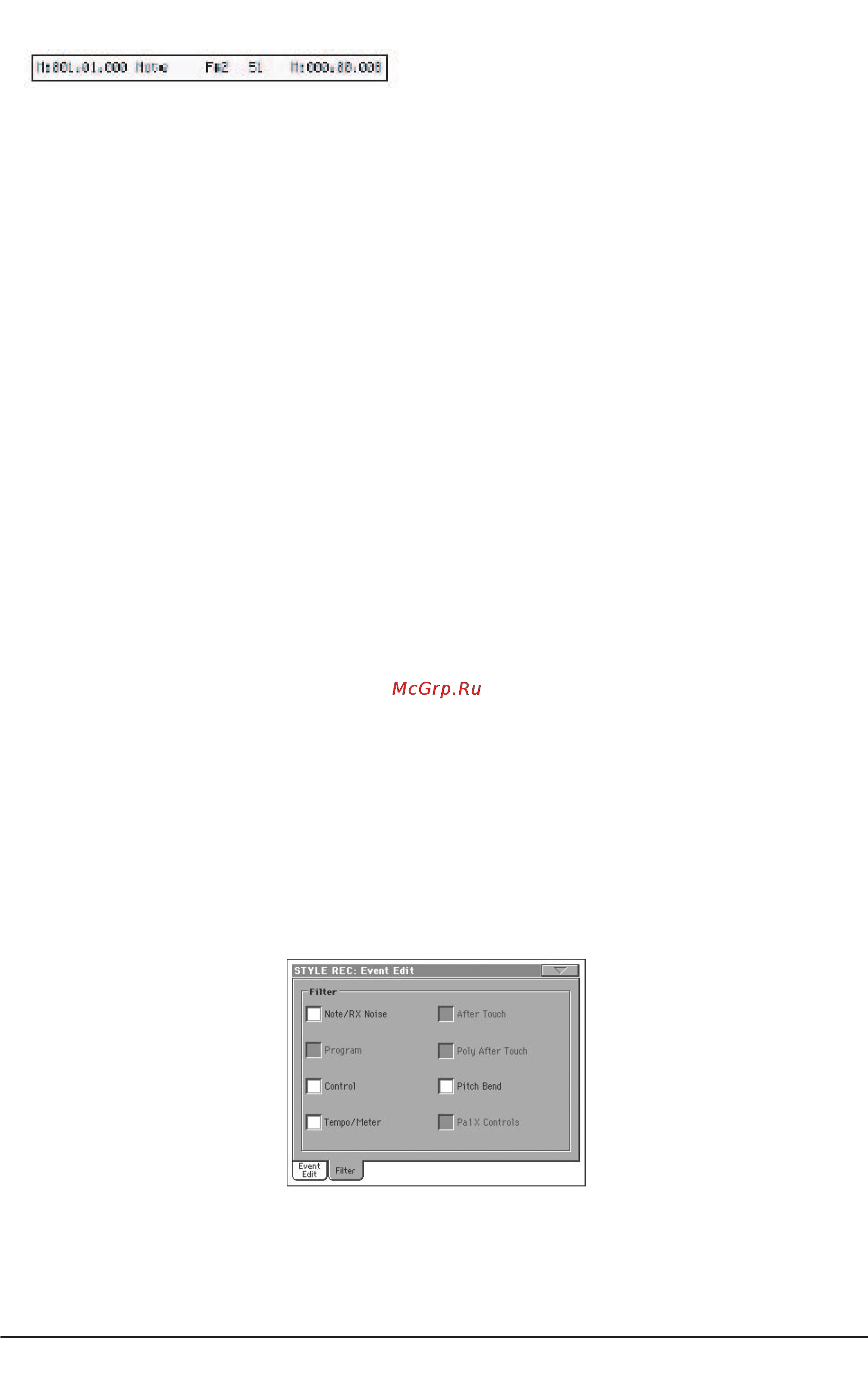 Korg PA800 [125/336] Event edit filter