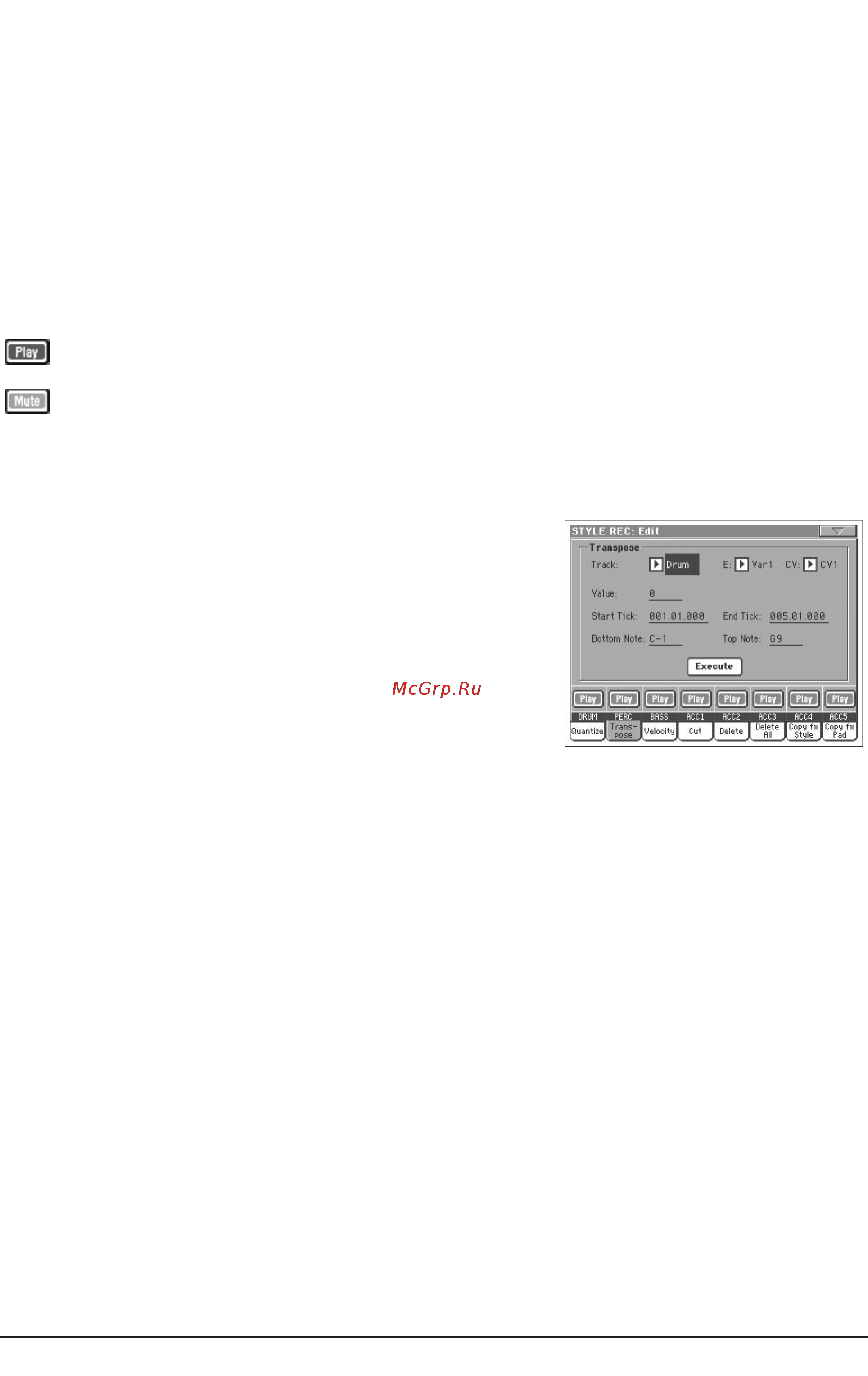 Korg PA800 [127/336] Style edit transpose