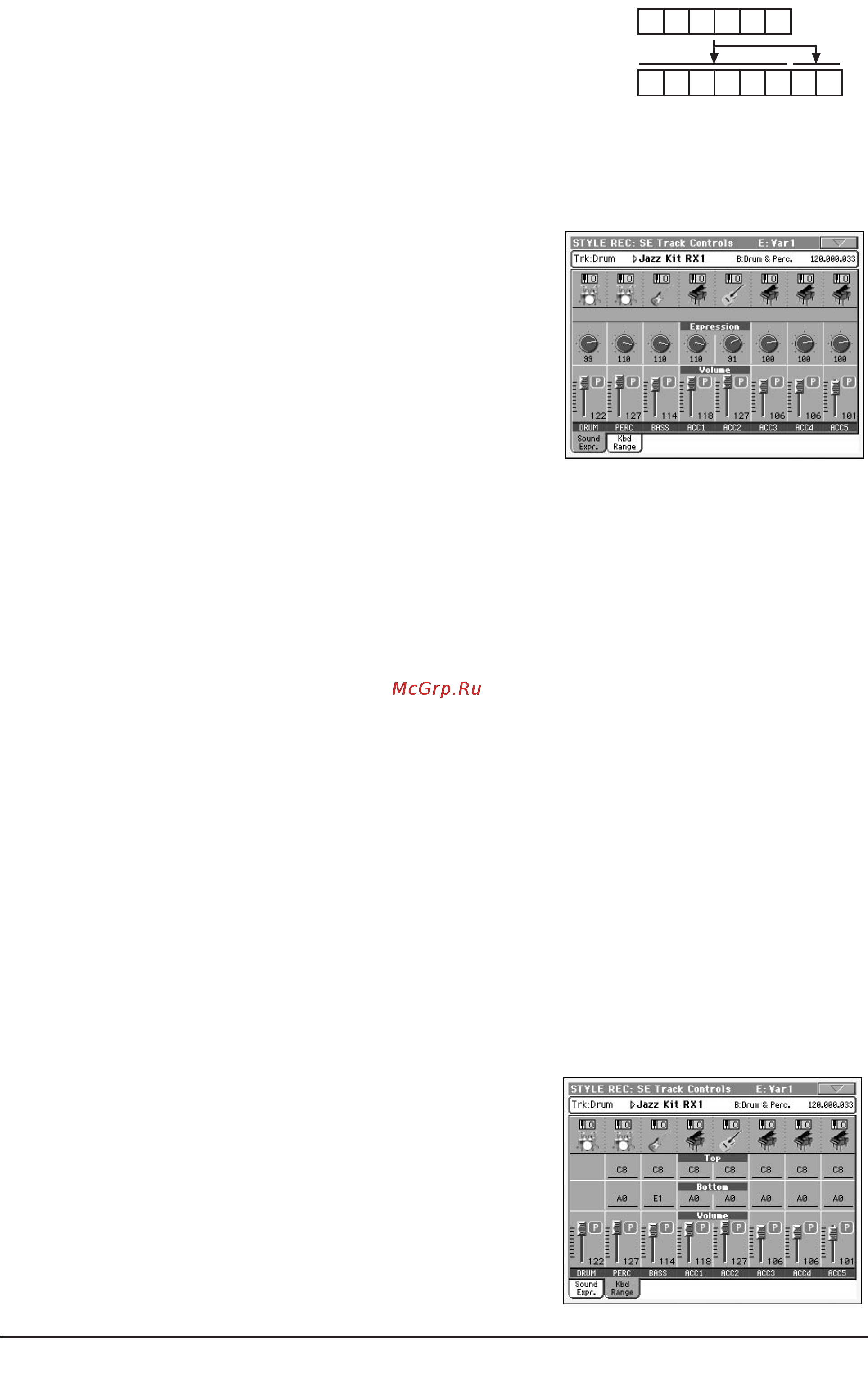 Korg PA800 [133/336] Style element track controls keyboard range