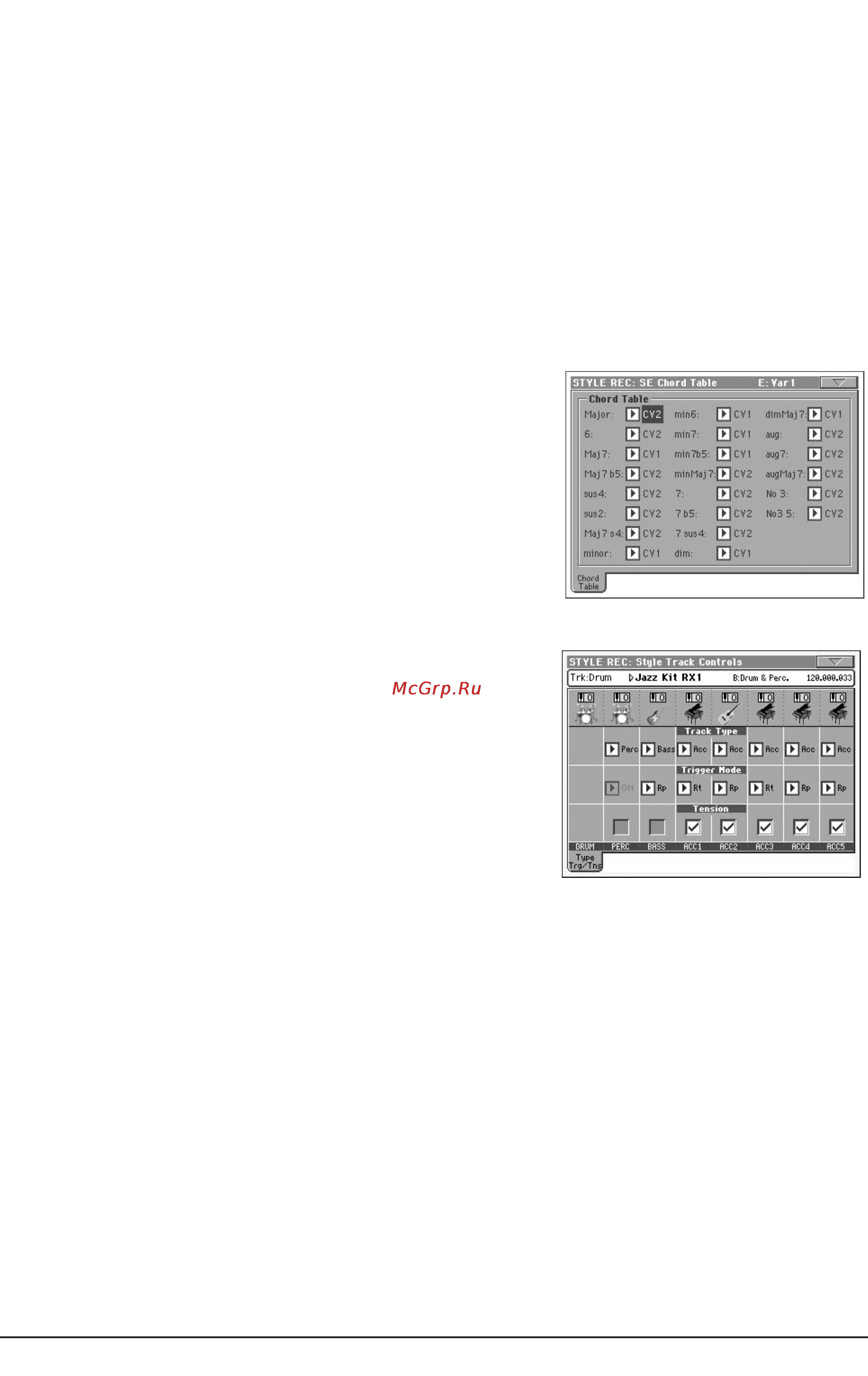 Korg PA800 [134/336] Style track controls type trigger tension