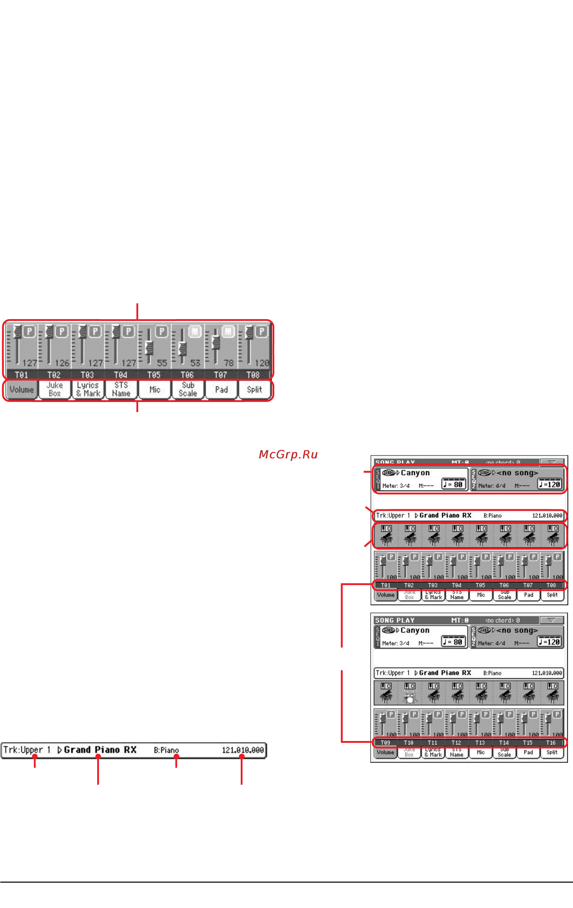 Korg PA800 [161/336] Страницы треков 1 8и 9 16