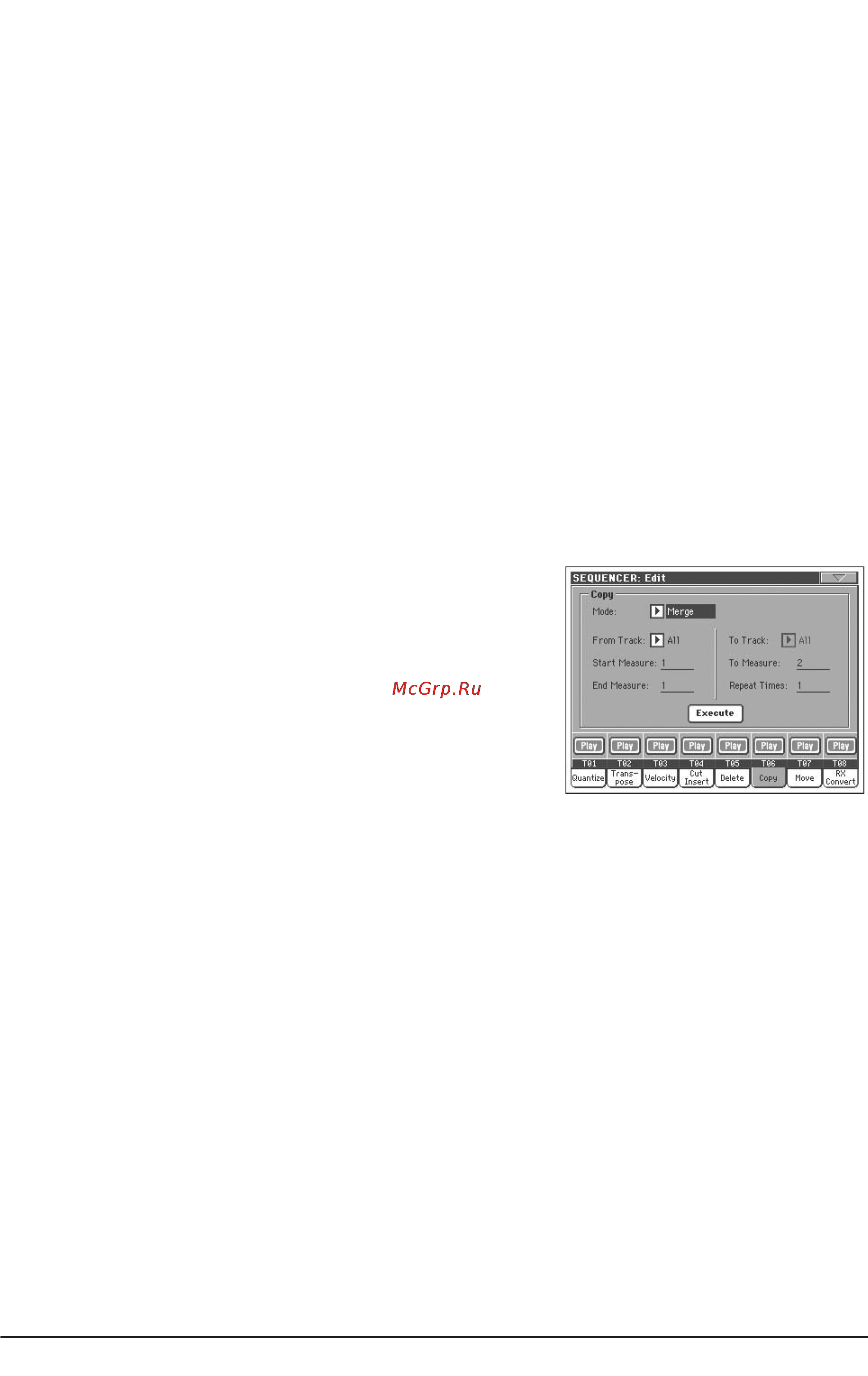Korg PA800 [217/336] Song edit copy