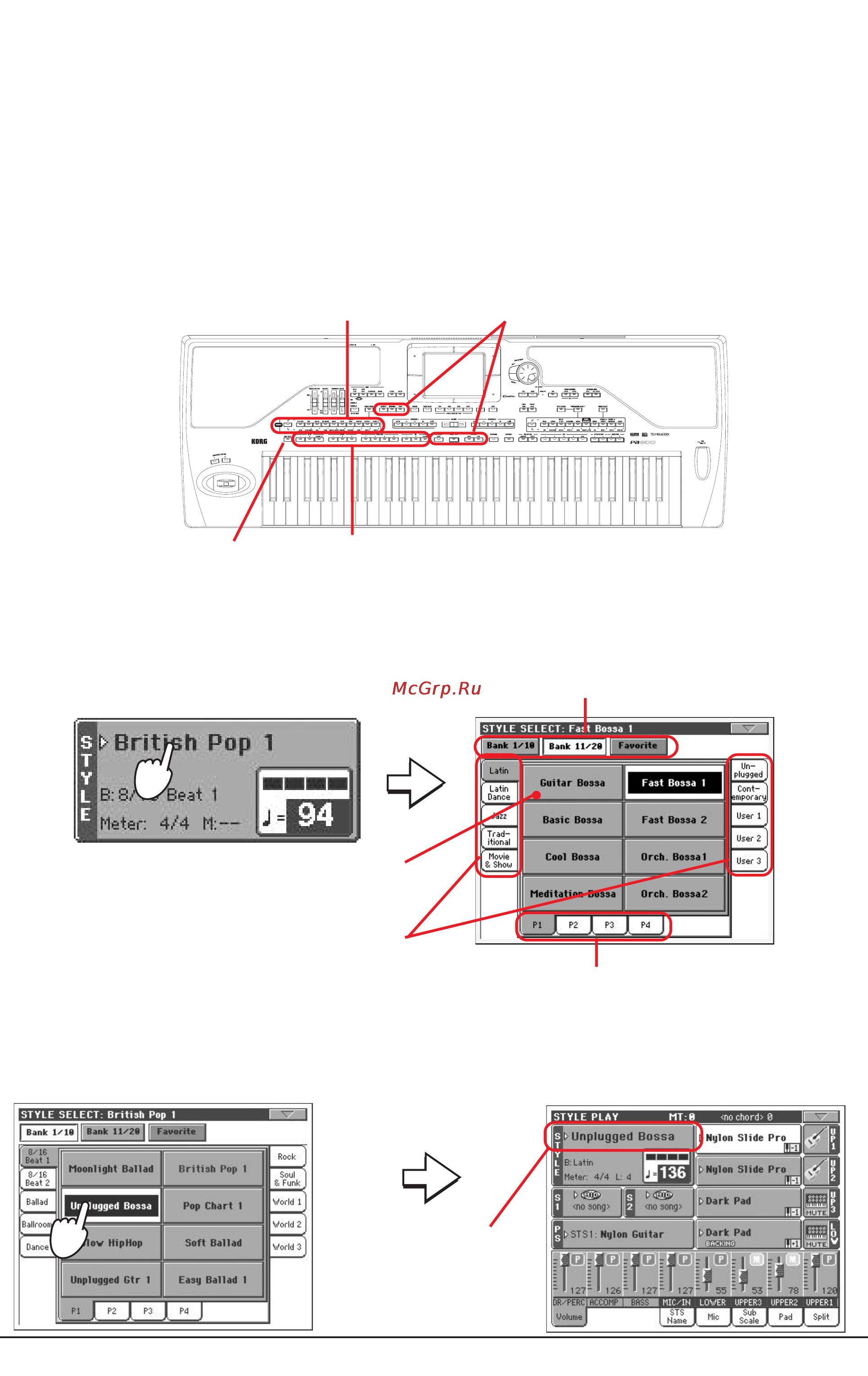 Korg PA800 [48/336] Выбор и воспроизведение стилей