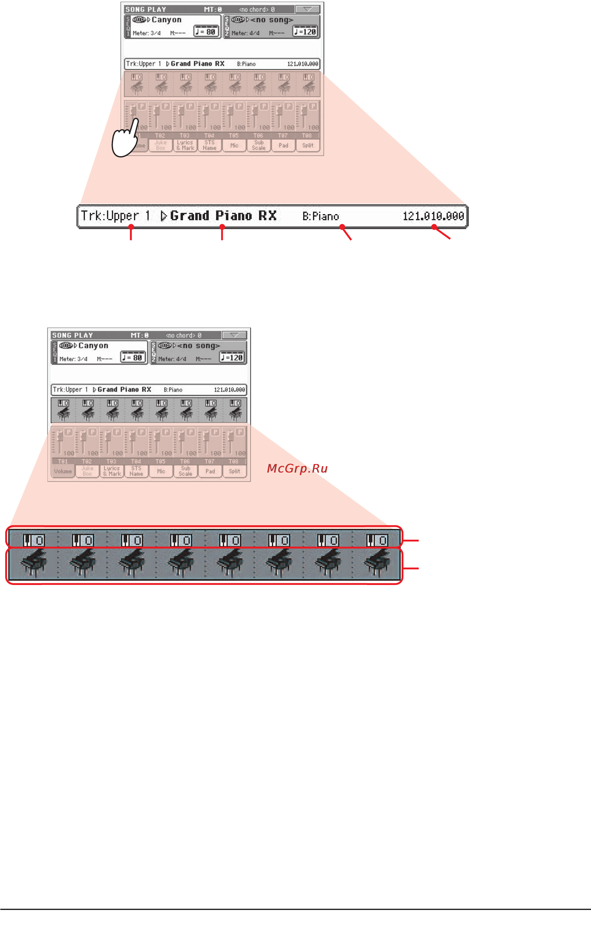 Korg PA800 [57/336] Включение отключение треков песни