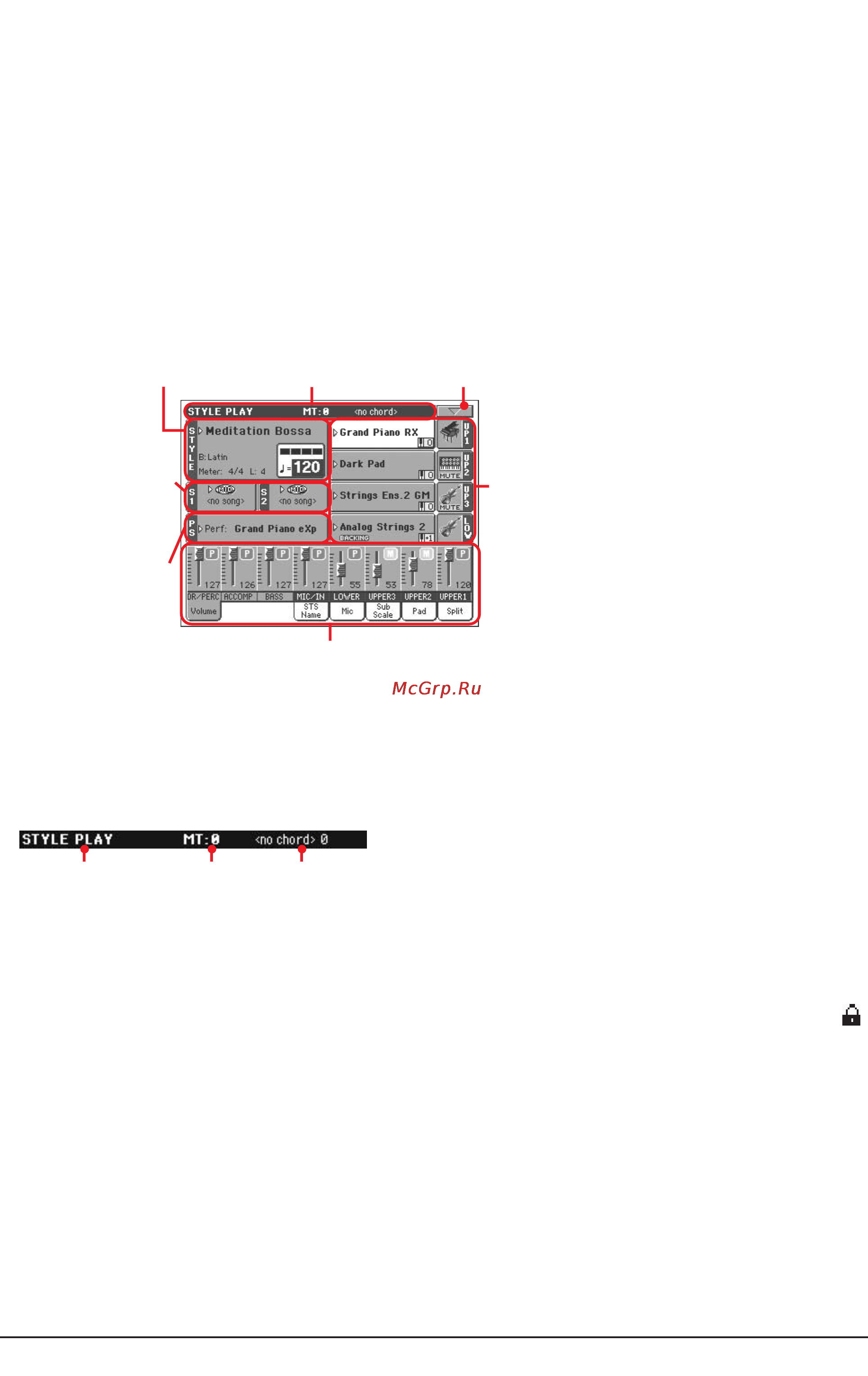 Korg PA800 [80/336] Взаимосвязь стилей перформансов и установок sts