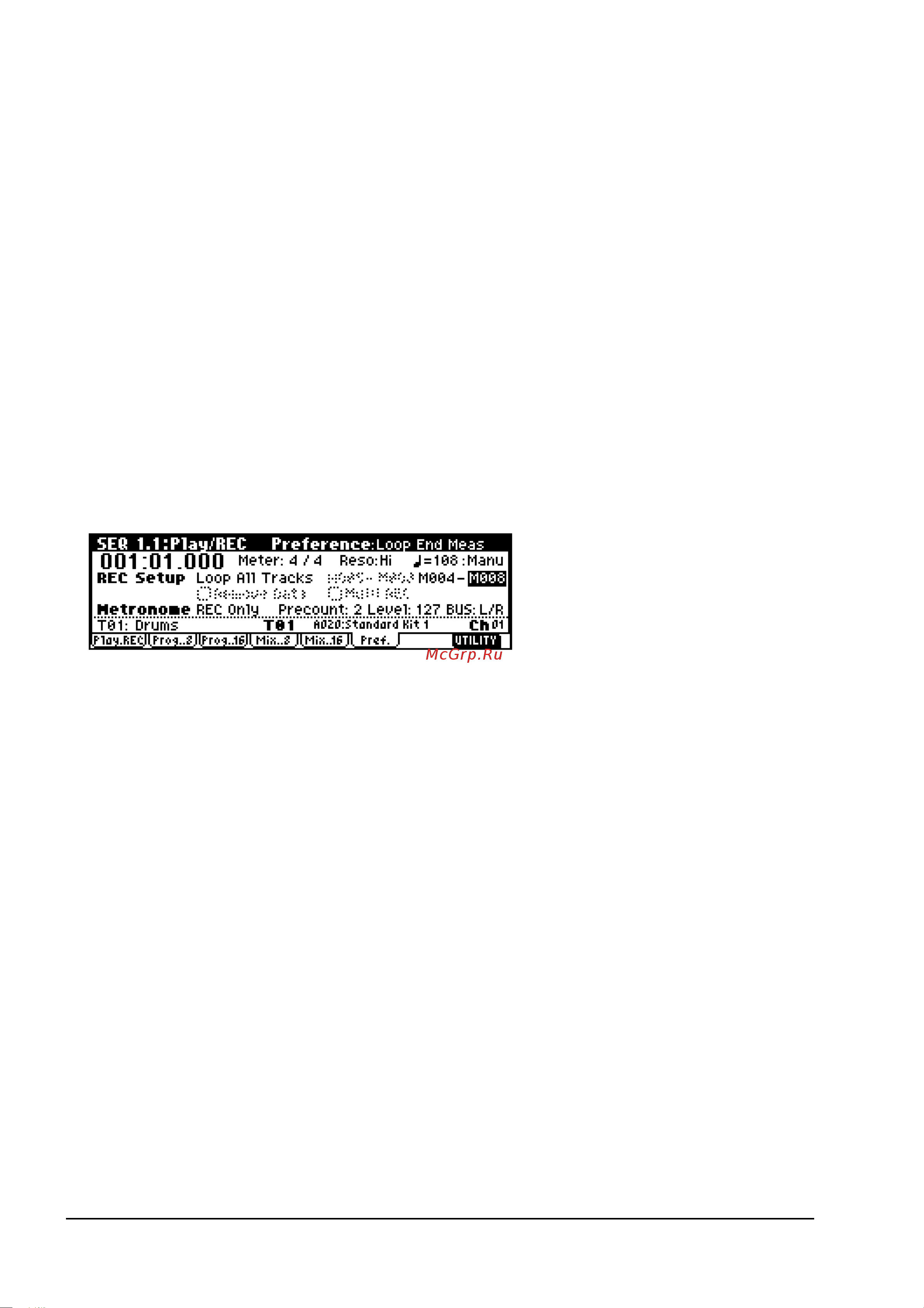 Korg TR61 [112/173] Sec i kpwrec preference