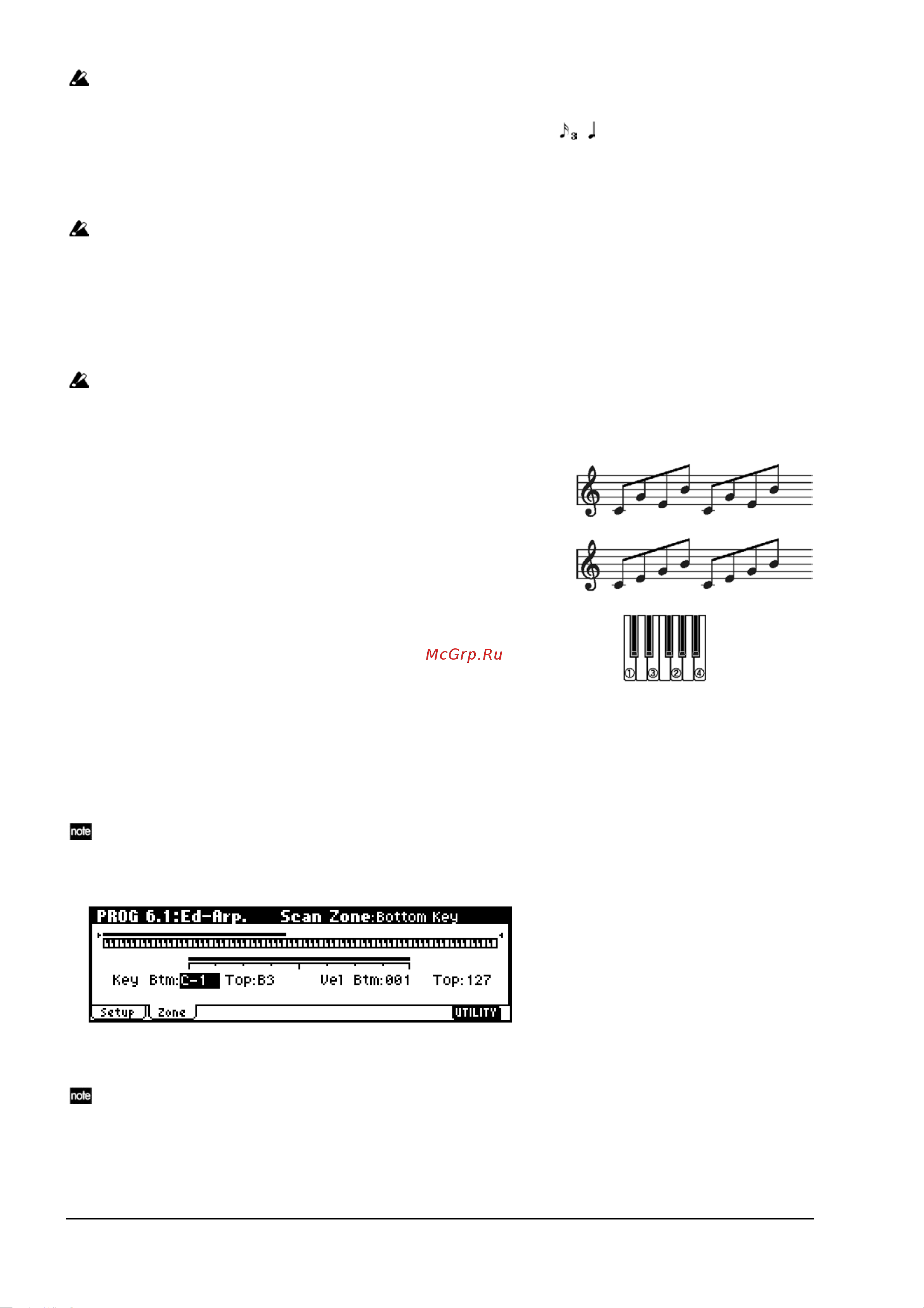 Korg TR61 [140/173] На странице scan zone задайте клавиатурный диапазон в котором будет