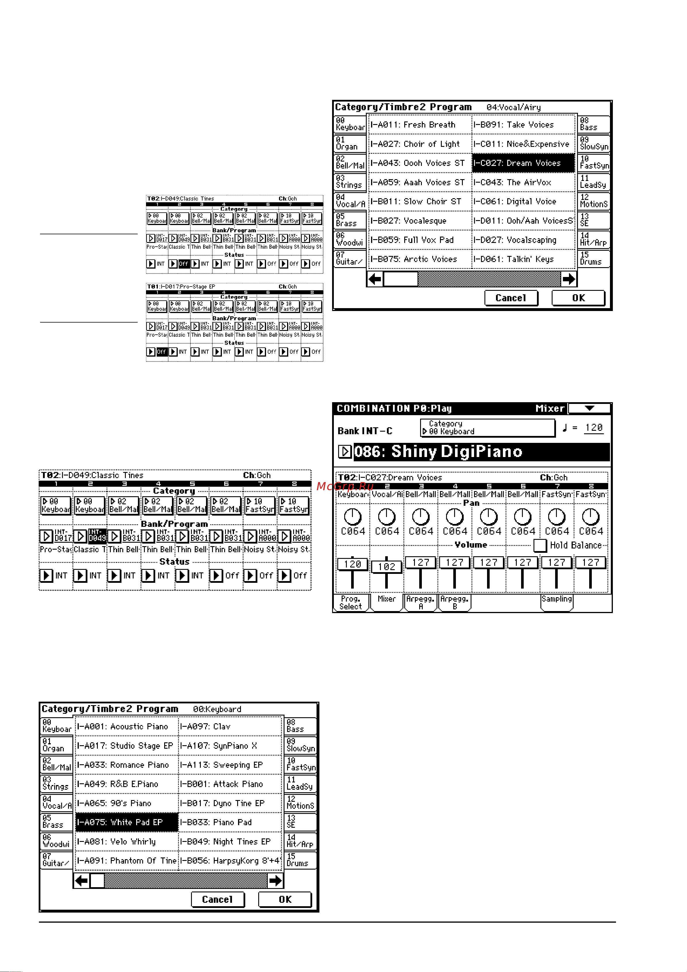 Korg TRITON STUDIO 61 [24/100] Выбор программы для тембра