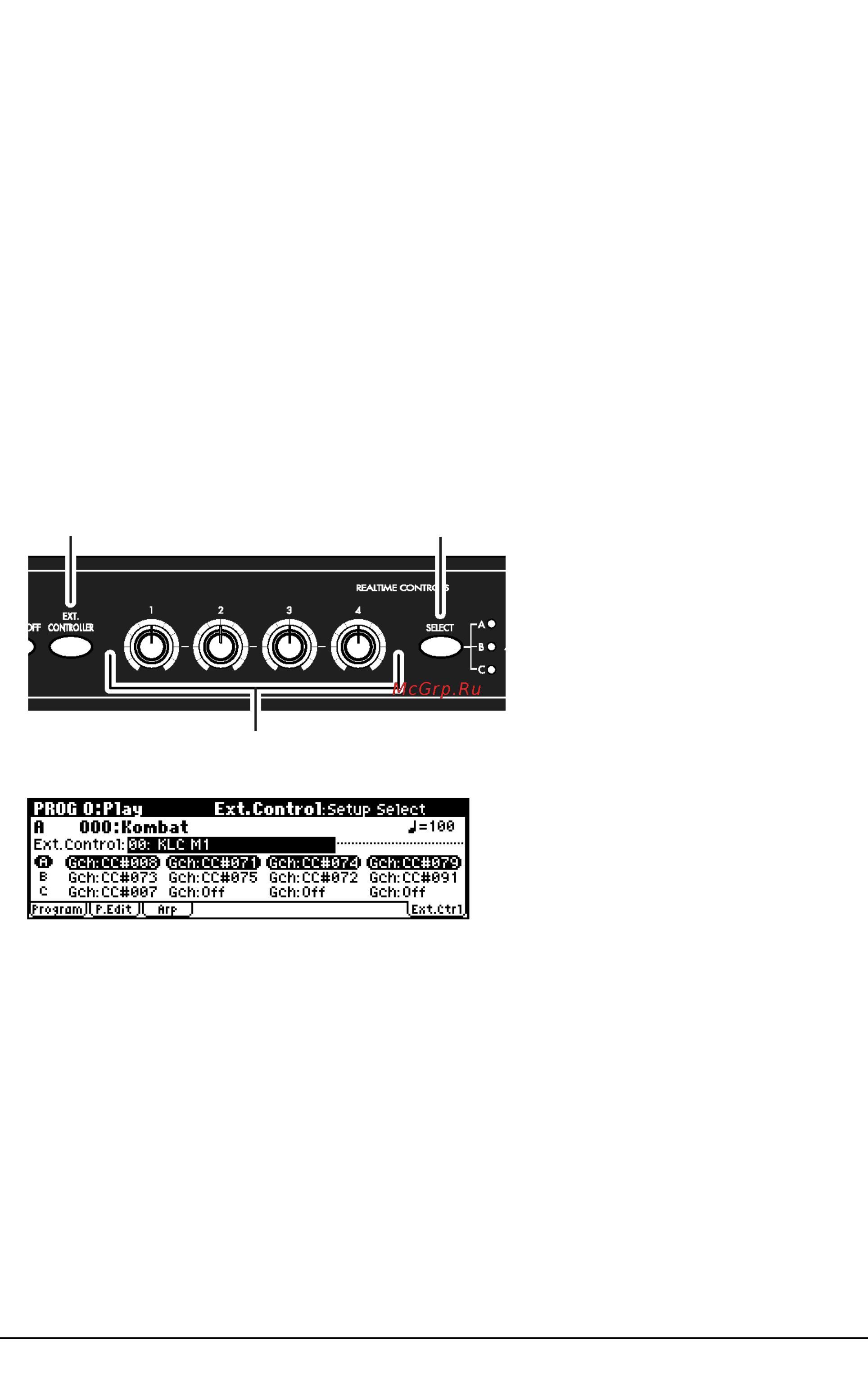Korg MICRO-X [124/139] Функция внешнего контроля