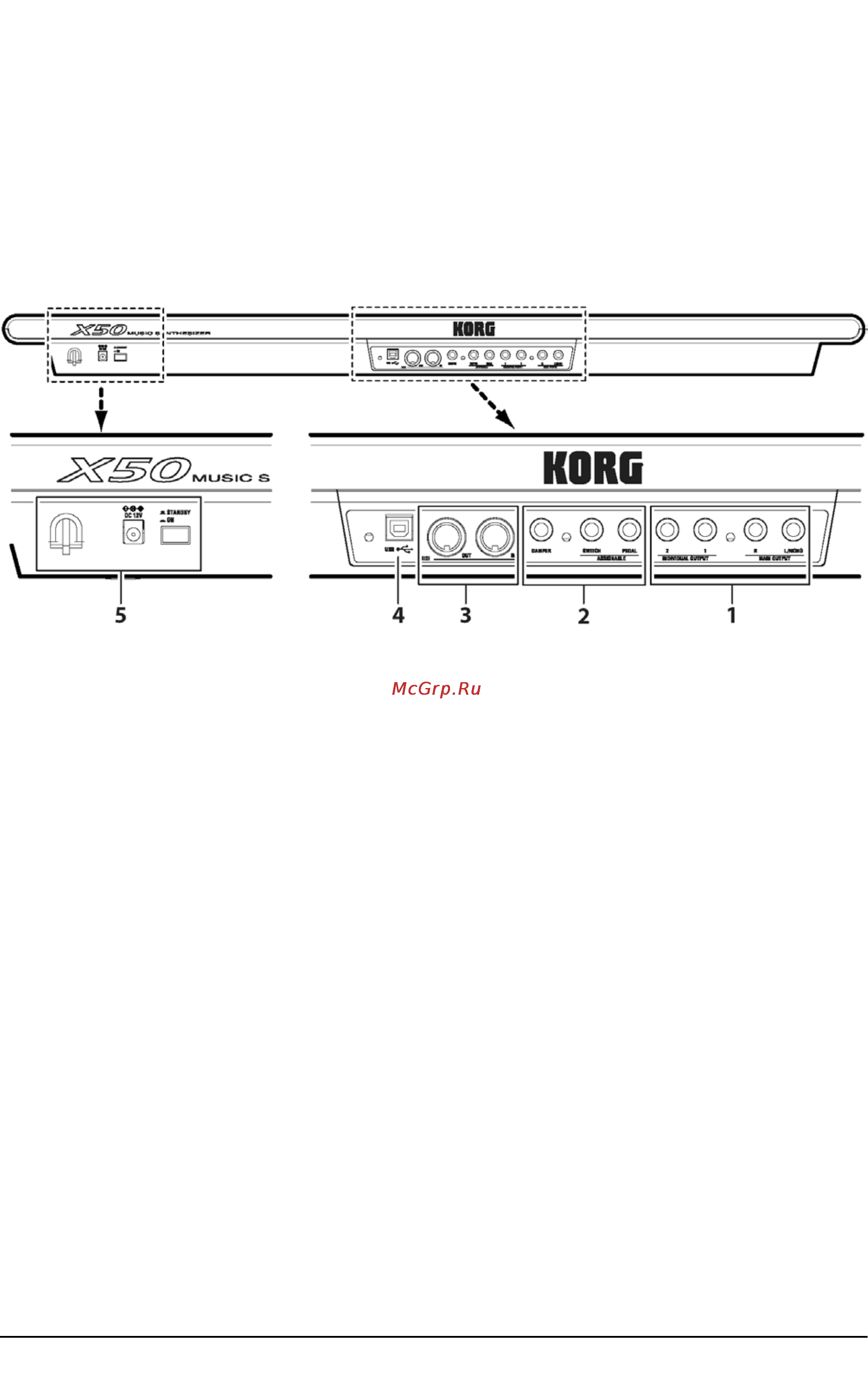 Korg X50 [17/138] Подключение педалей