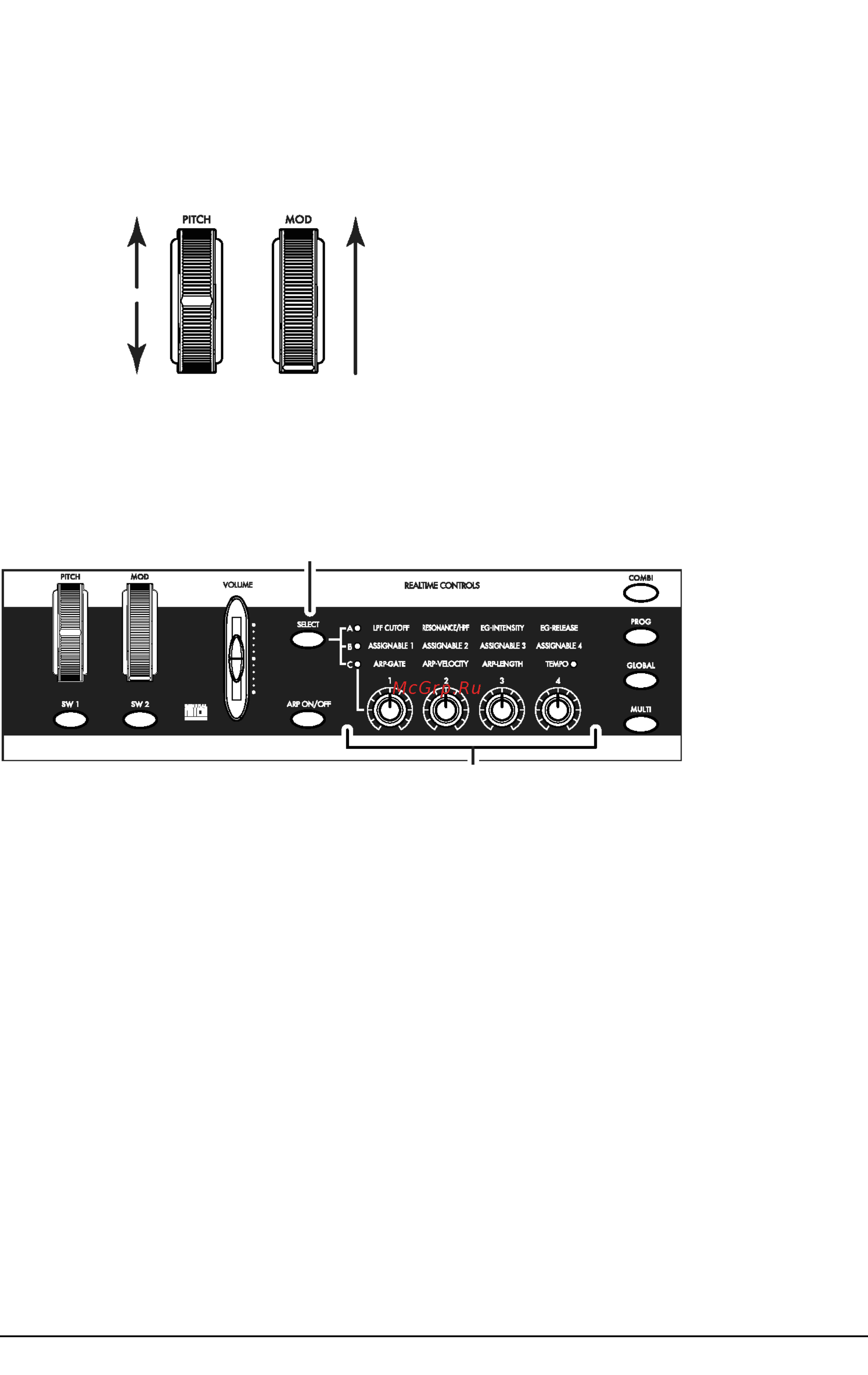 Korg X50 [8/138] Колесо pitch колесо mod