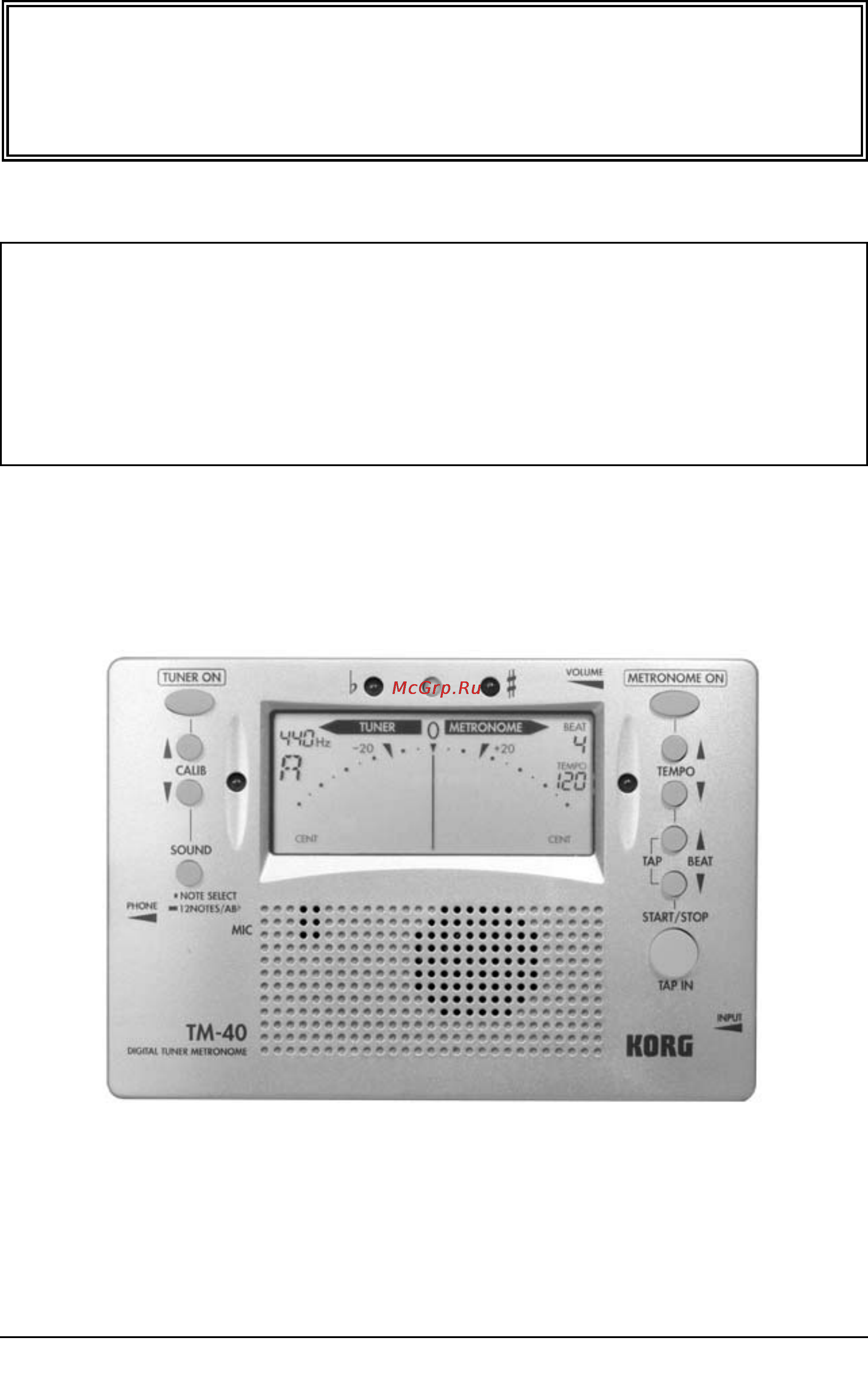 Korg TM40 PW Инструкция по эксплуатации онлайн