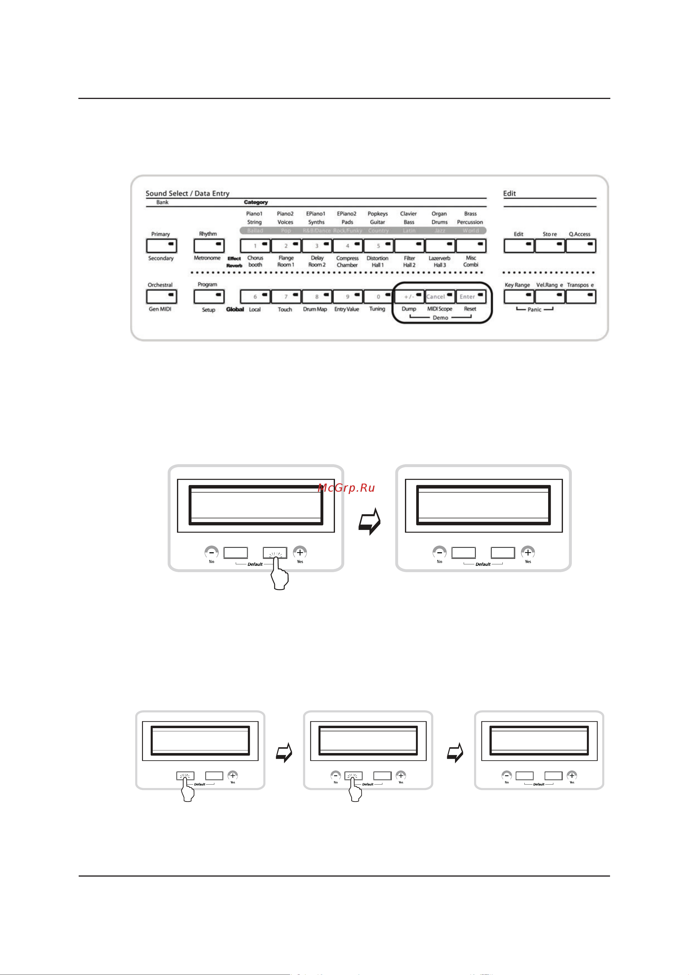 Kurzweil SP3X [26/78] Воспроизведение демонстрационных песен