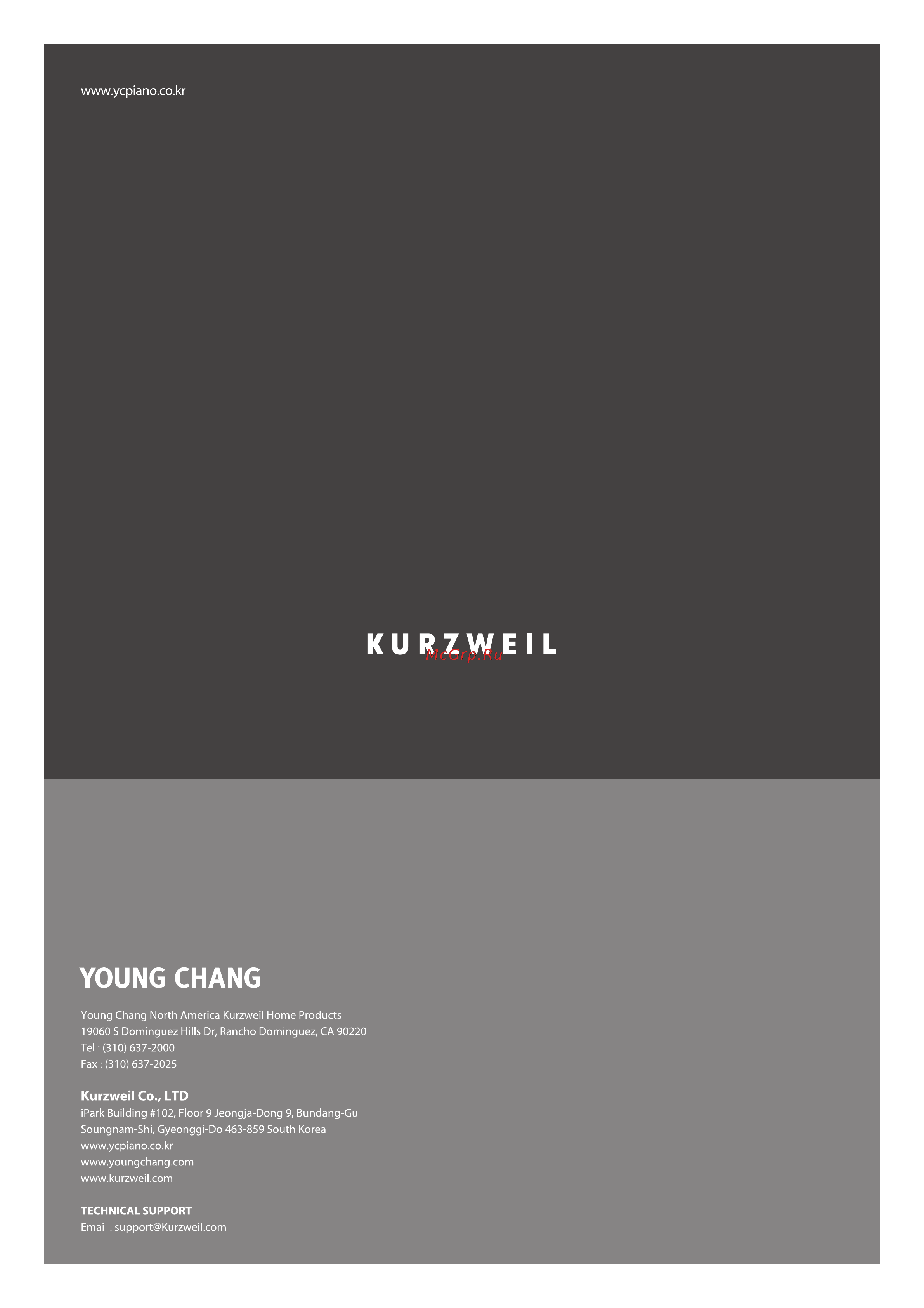 Kurzweil MP-10 SR Инструкция по эксплуатации онлайн [29/29] 6879