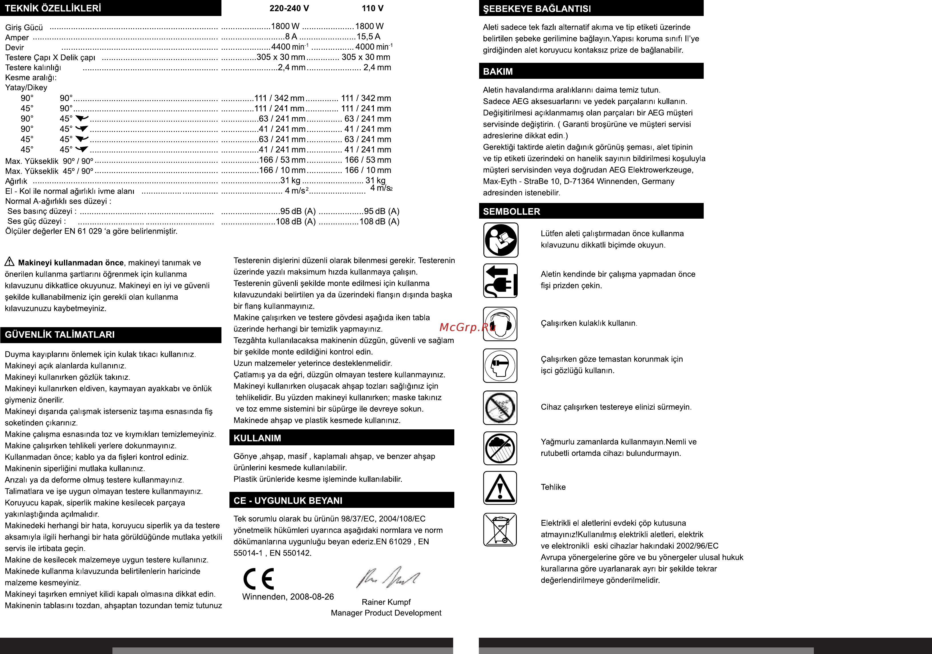 AEG PS305DG 4935411570 [78/111] Turkçe turkçe 155