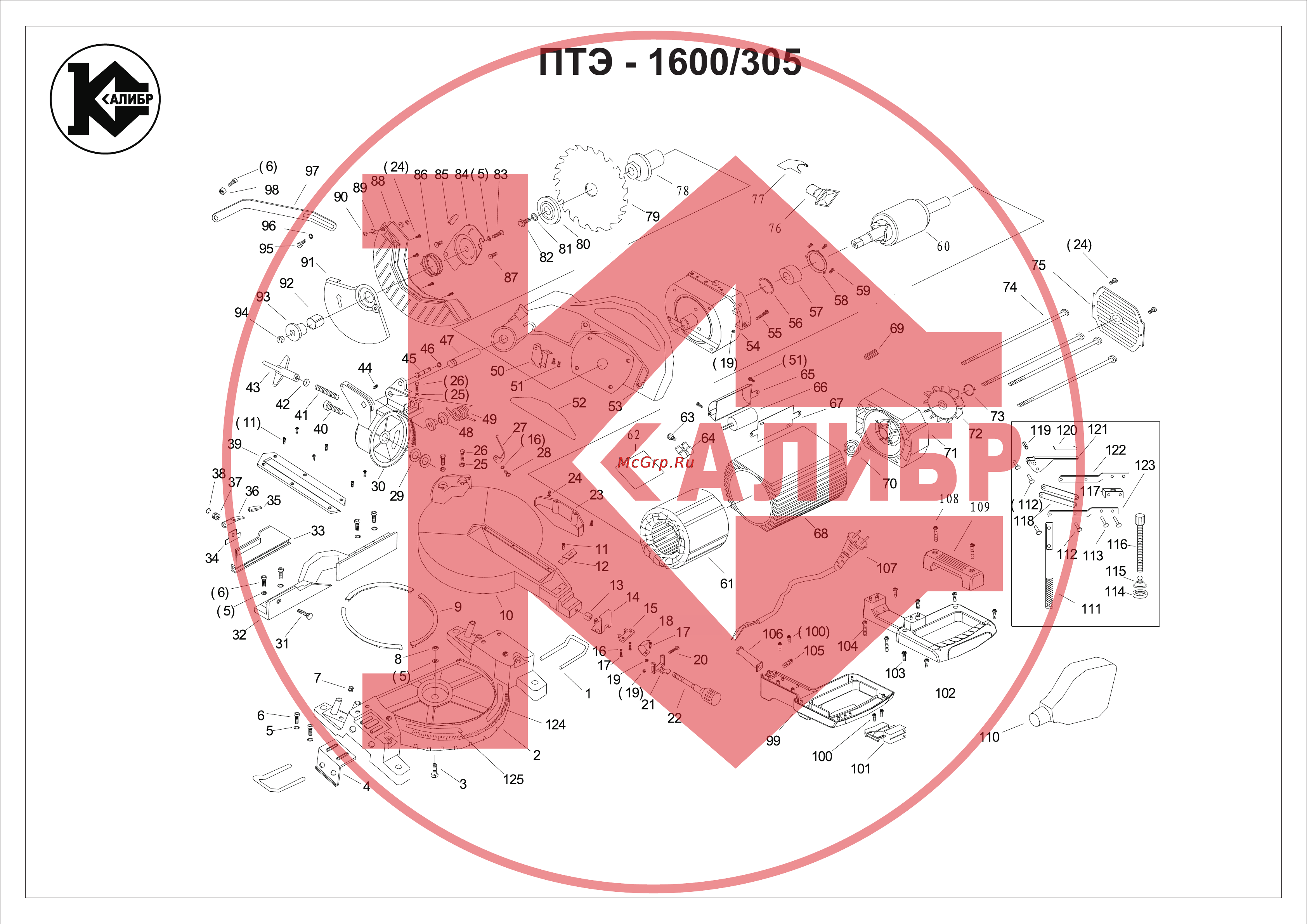 Калибр ПТЭ-1600/305 Инструкция по эксплуатации онлайн