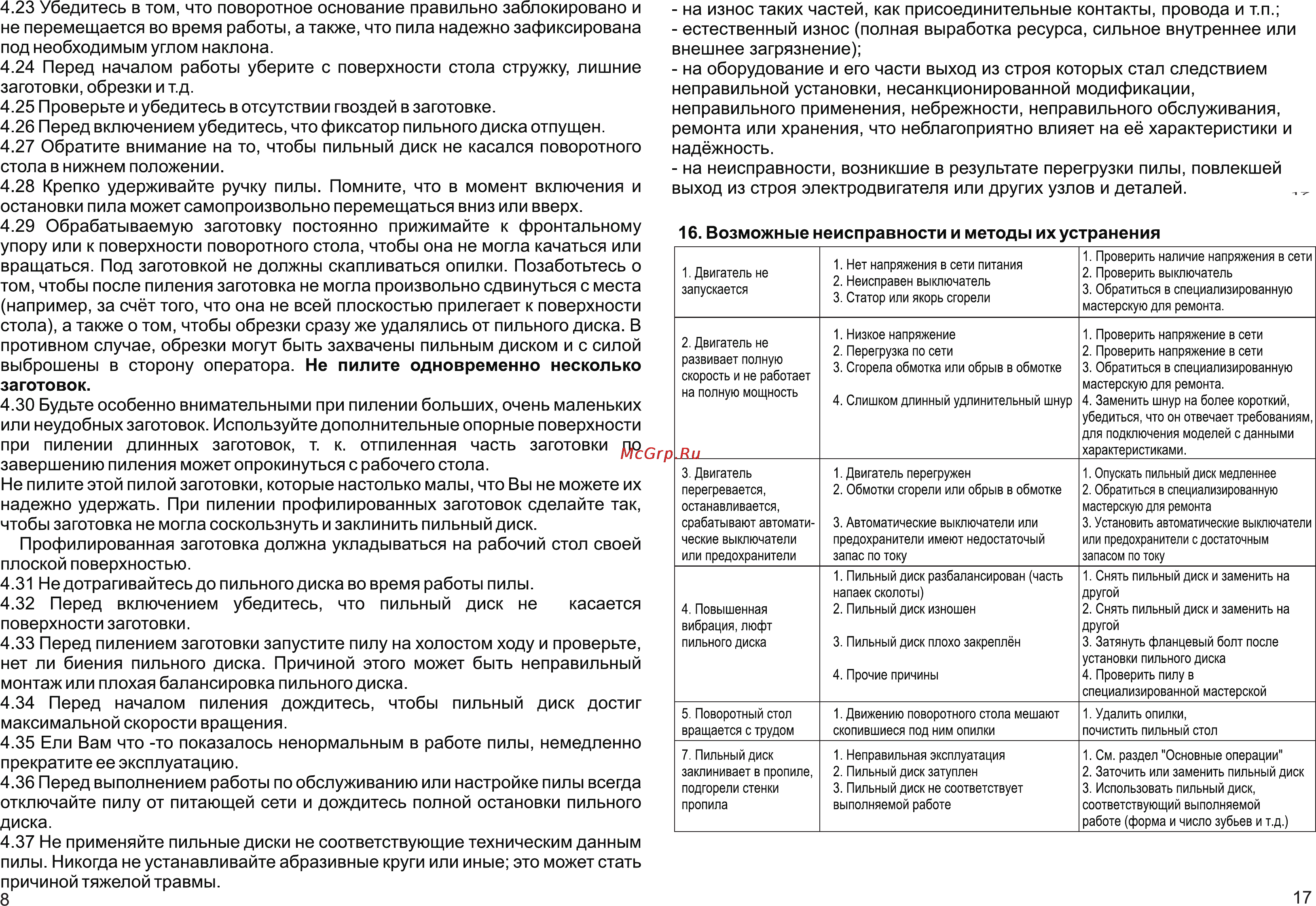 Калибр ПТЭ-1800/255ПР Инструкция по эксплуатации онлайн [8/12] 7034