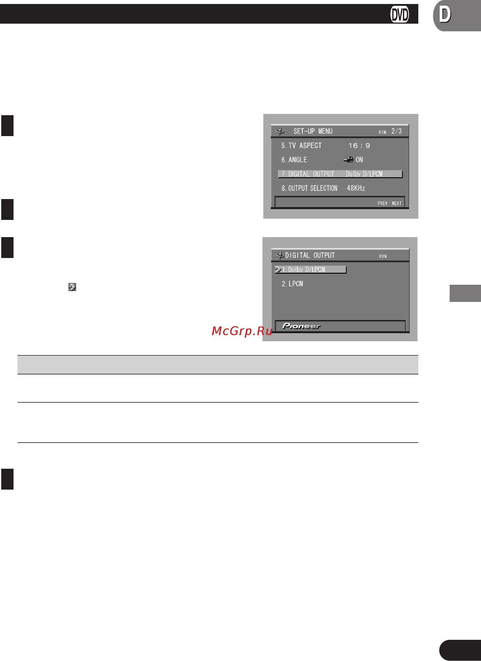 Pioneer SDV-P7 [51/68] Setting for digital output digital output