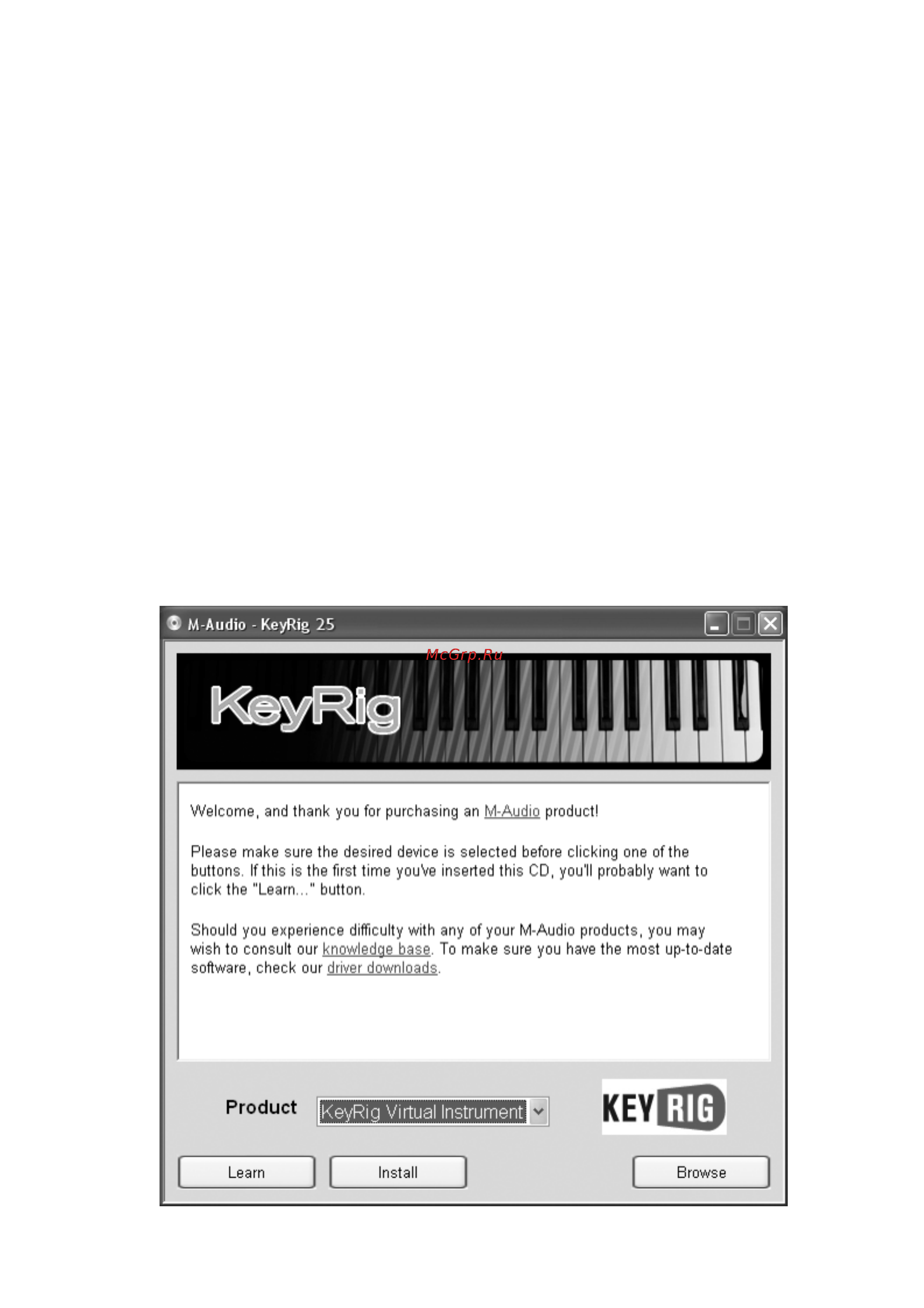 M-Audio KEYRIG 25 [2/4] Установка дополнительного программного обеспечения key rig virtual instrument