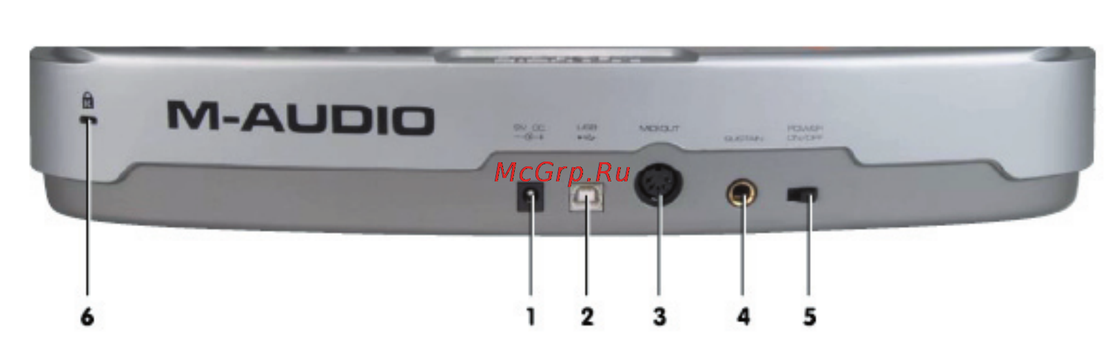 M-Audio OXYGEN 8 V 2 USB [5/6] Отверстие kensington фиксатора