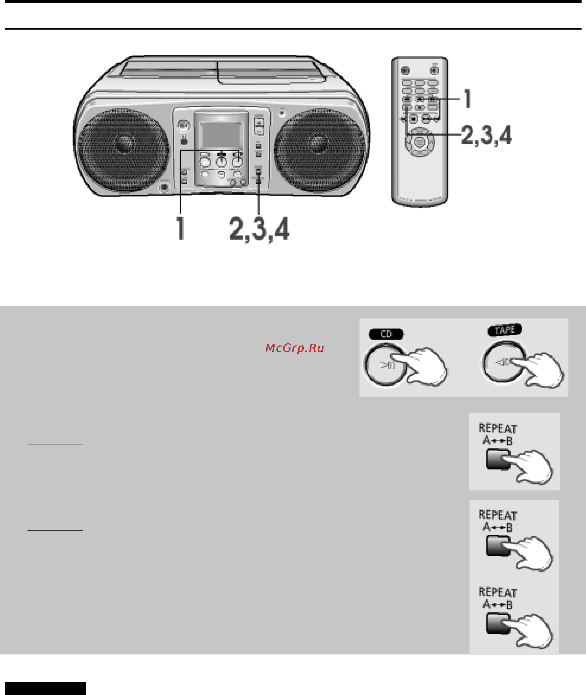 Samsung RCD-Y65 [20/31] Функция повтора между точками а в для диска кассеты