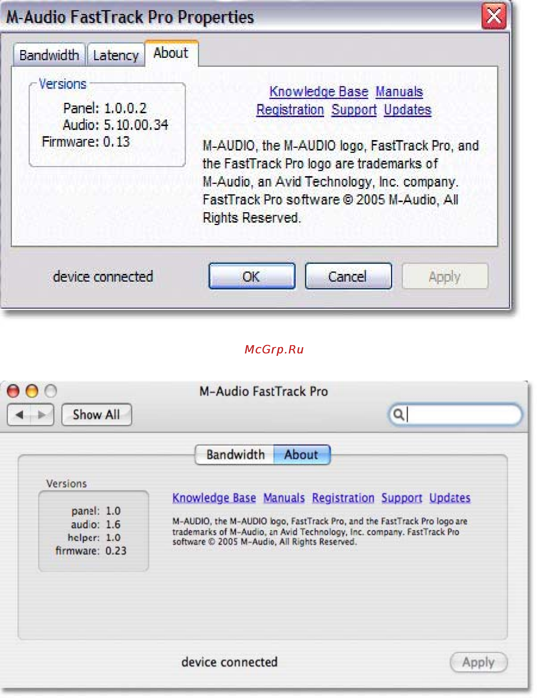 M-Audio FAST TRACK PRO [11/16] Закладка about