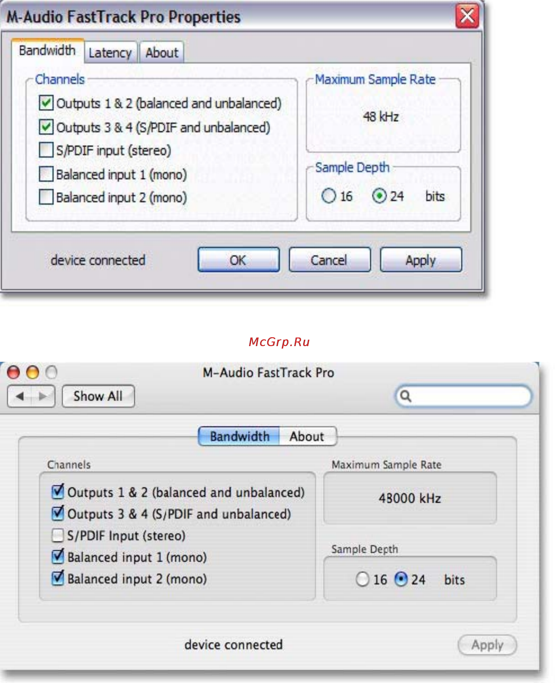 M-Audio FAST TRACK PRO [8/16] Панель управления control panel